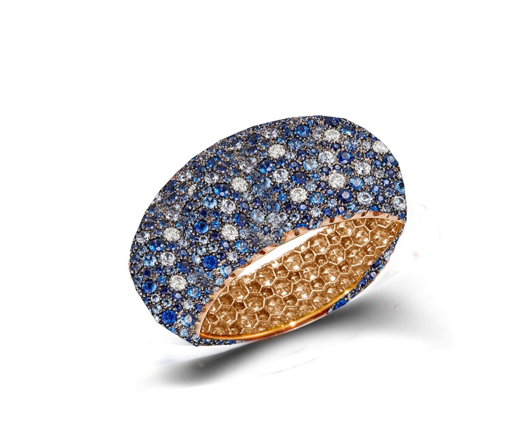 Eternity Ring with Diamonds & Blue Sapphires in Gold or Platinum