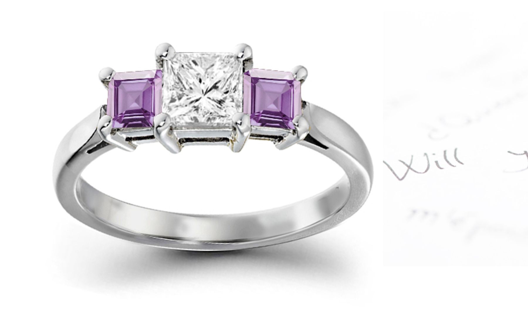 Very Popular For Long Purple Sapphire Diamond Ring