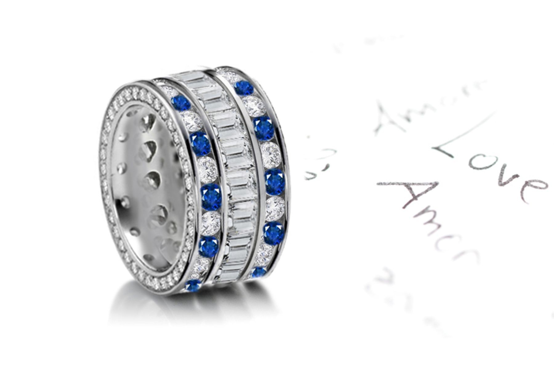 Unrepeatable: Sapphire & Diamond Halo Cocktail Band in Platinum & Gold