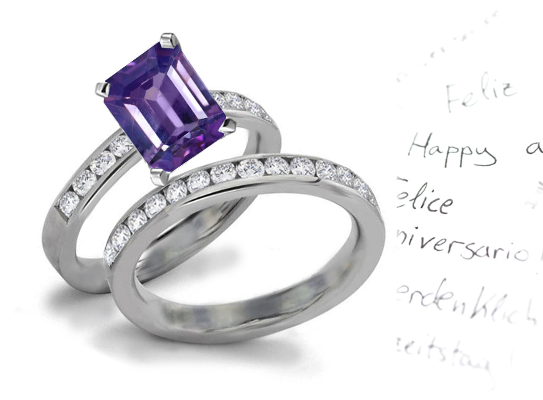 Unrepeatable: Rich Very Rare Purple Sapphire & Sparkling Diamond Wedding & Engagement Rings