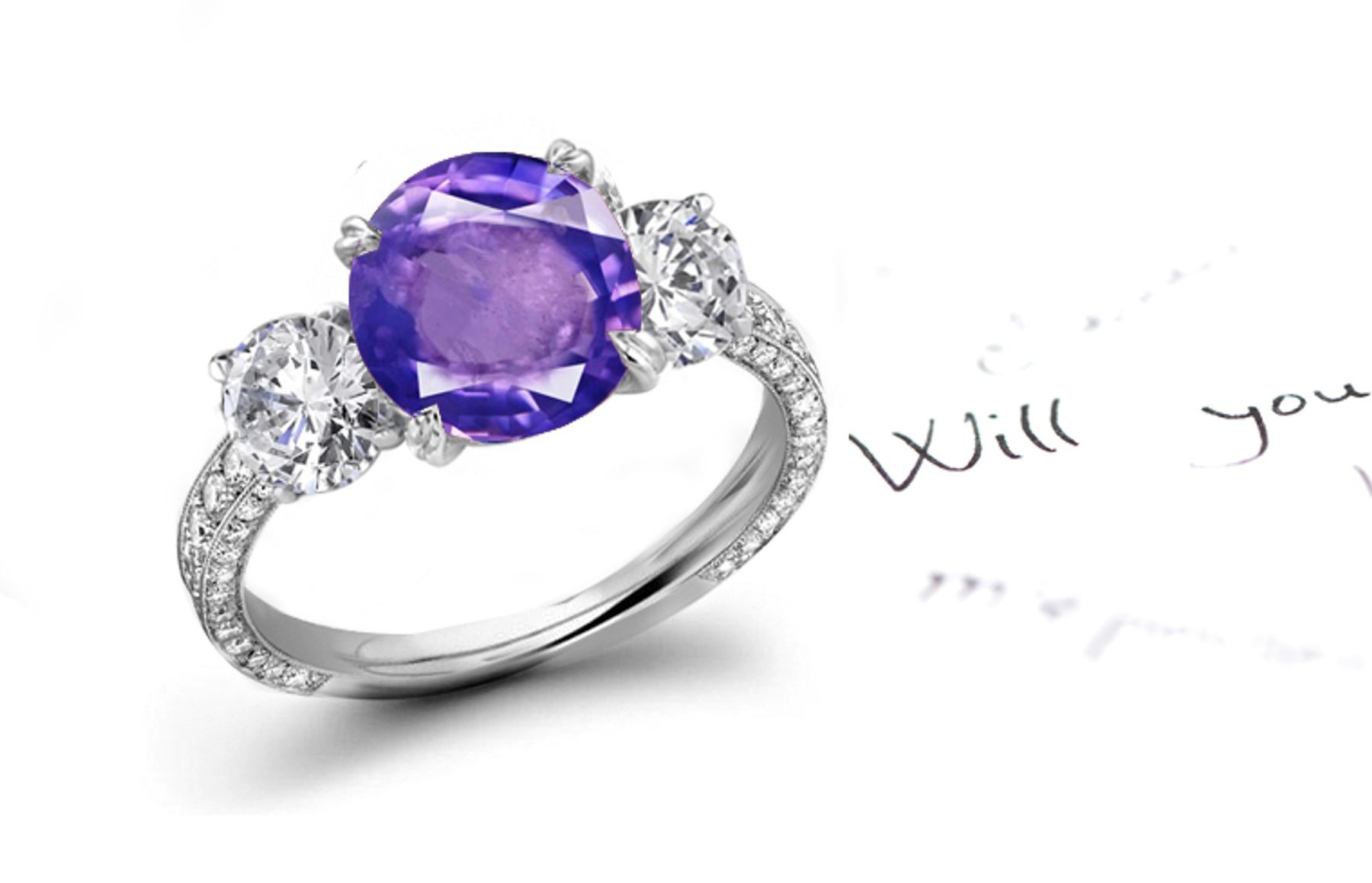 Dramatic: A Magnificent Blue Sapphire & White Diamond Micro Pave Ring