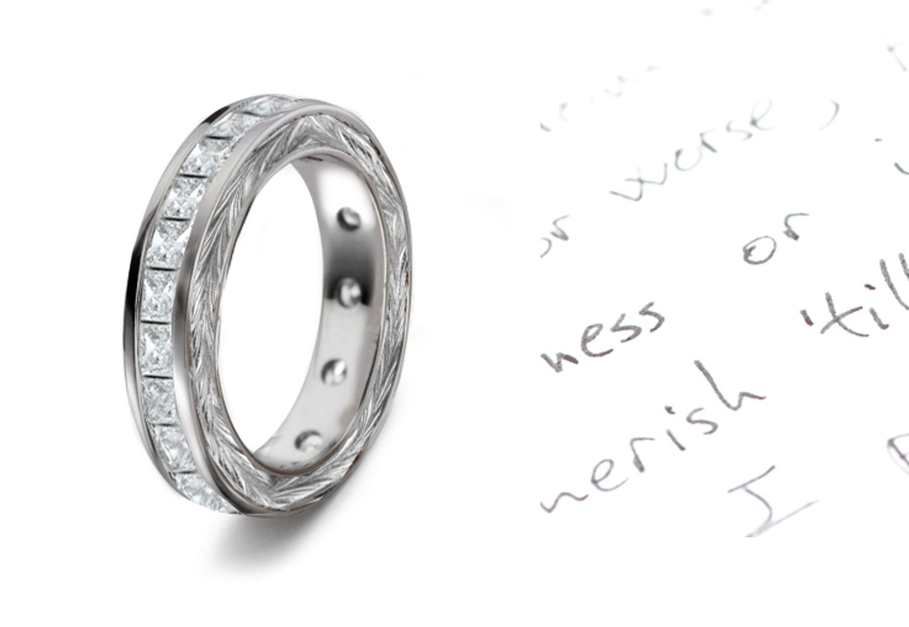 Tailored Design: Awe The Moment Vintage Style Princess-Cut Diamond Wedding Band in Platinum
