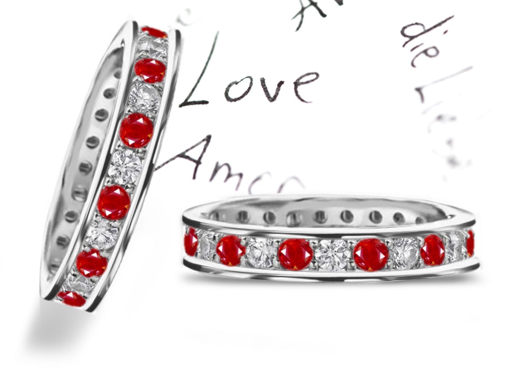 New Channel & Prong Set Ruby & Diamond Eternity Band Size 3 - 8