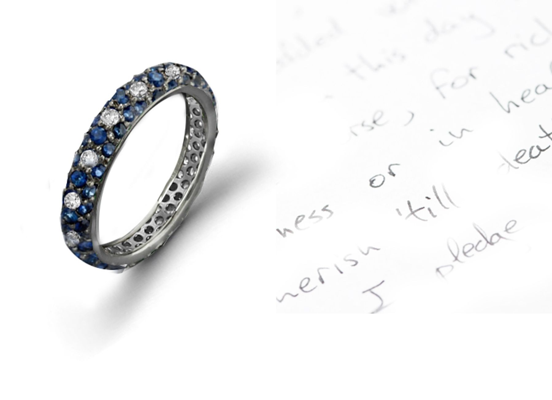 Sky Blue Micropavee Glazed Diamond & Sapphire Eternity Band