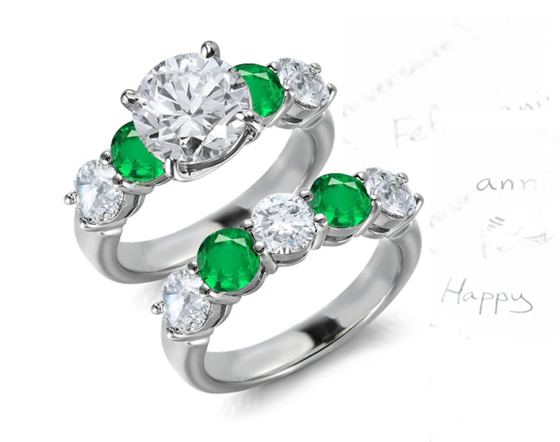 Importer of Diamonds: This New 5 Stone Anniversary Ring with 5 Diamonds & Emeralds & 5 Stone Eternity Band