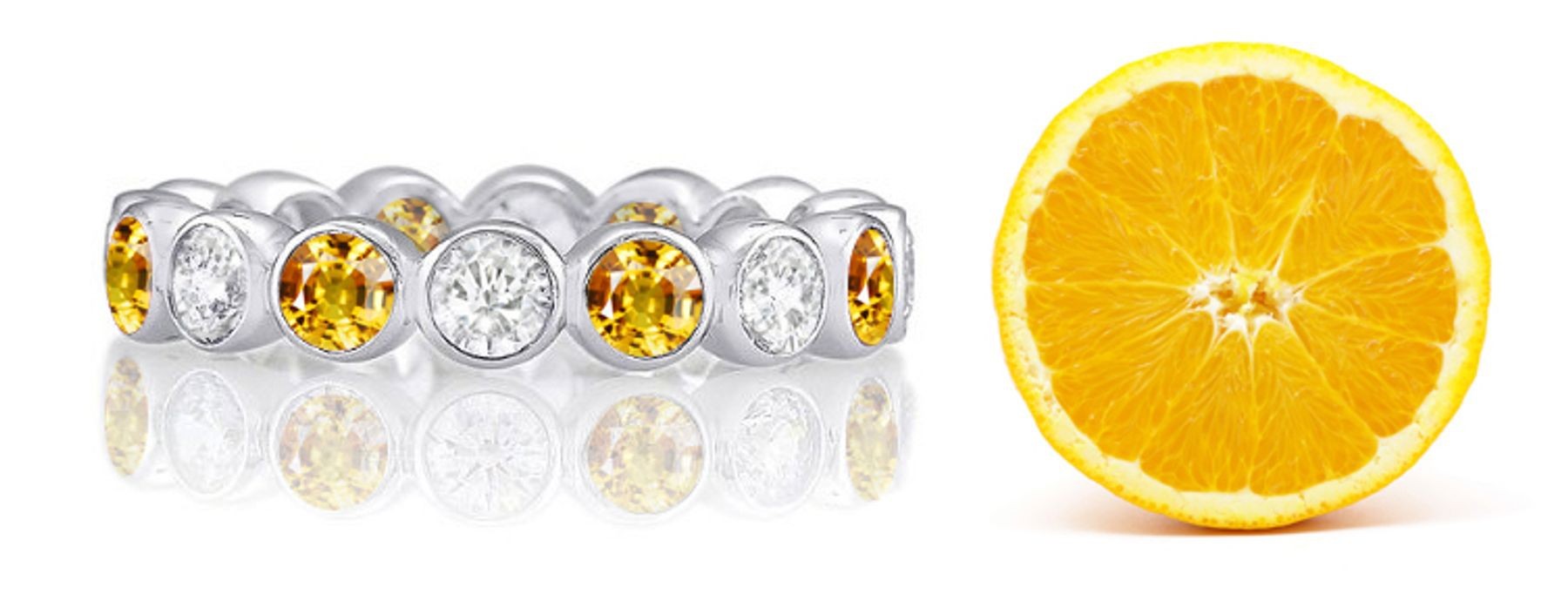 Round Yellow Sapphire & Diamond Eternity Bands