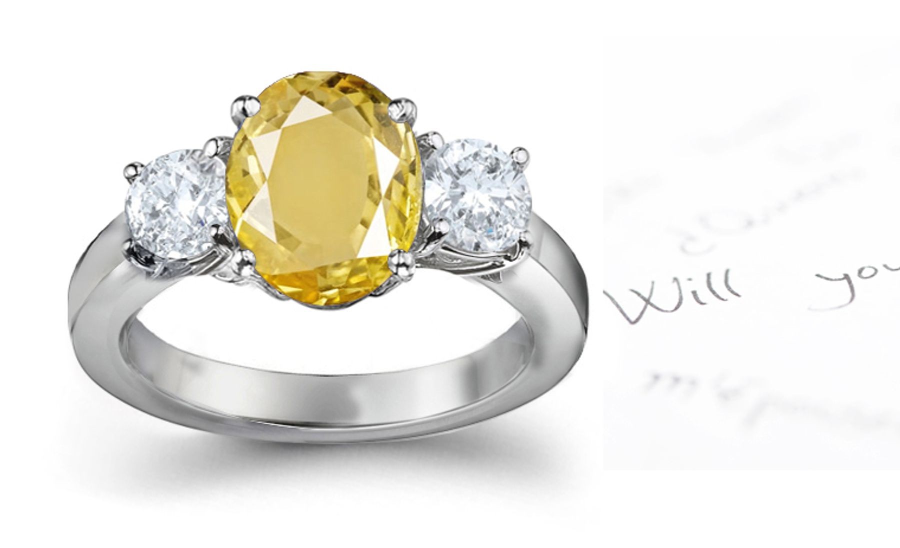 Yellow Sapphire & Diamond Engagement Ring