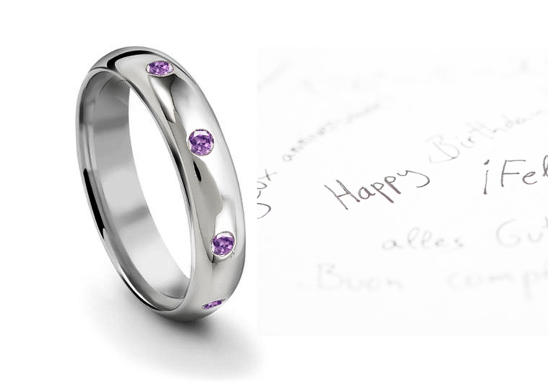 The Very Best Burnish Round Purple Sapphire Eternity Ring