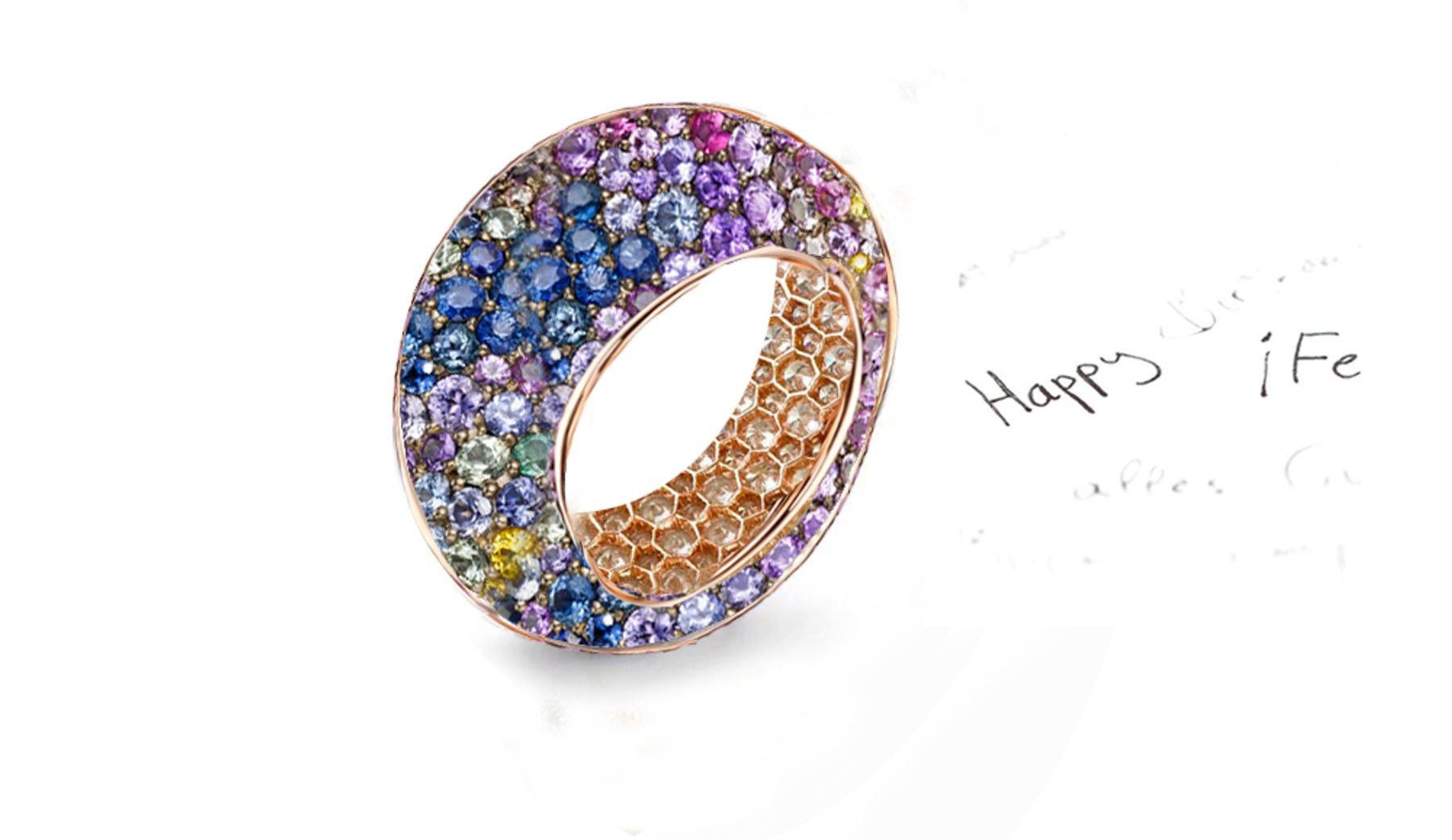 Fabulous Multi-Colored Diamonds & Precious Stones Eternity Band Rings