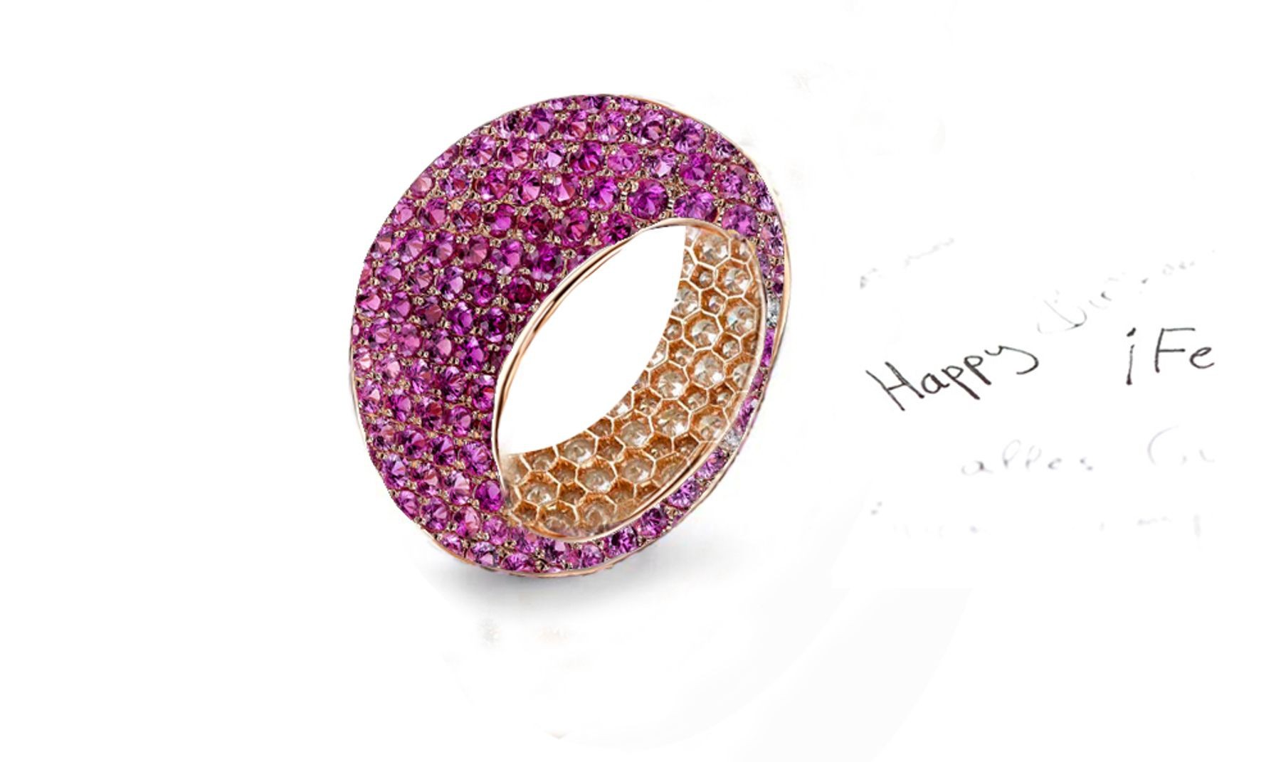 High Quality Multi-Colored Diamonds & Precious Stones Eternity Band Rings