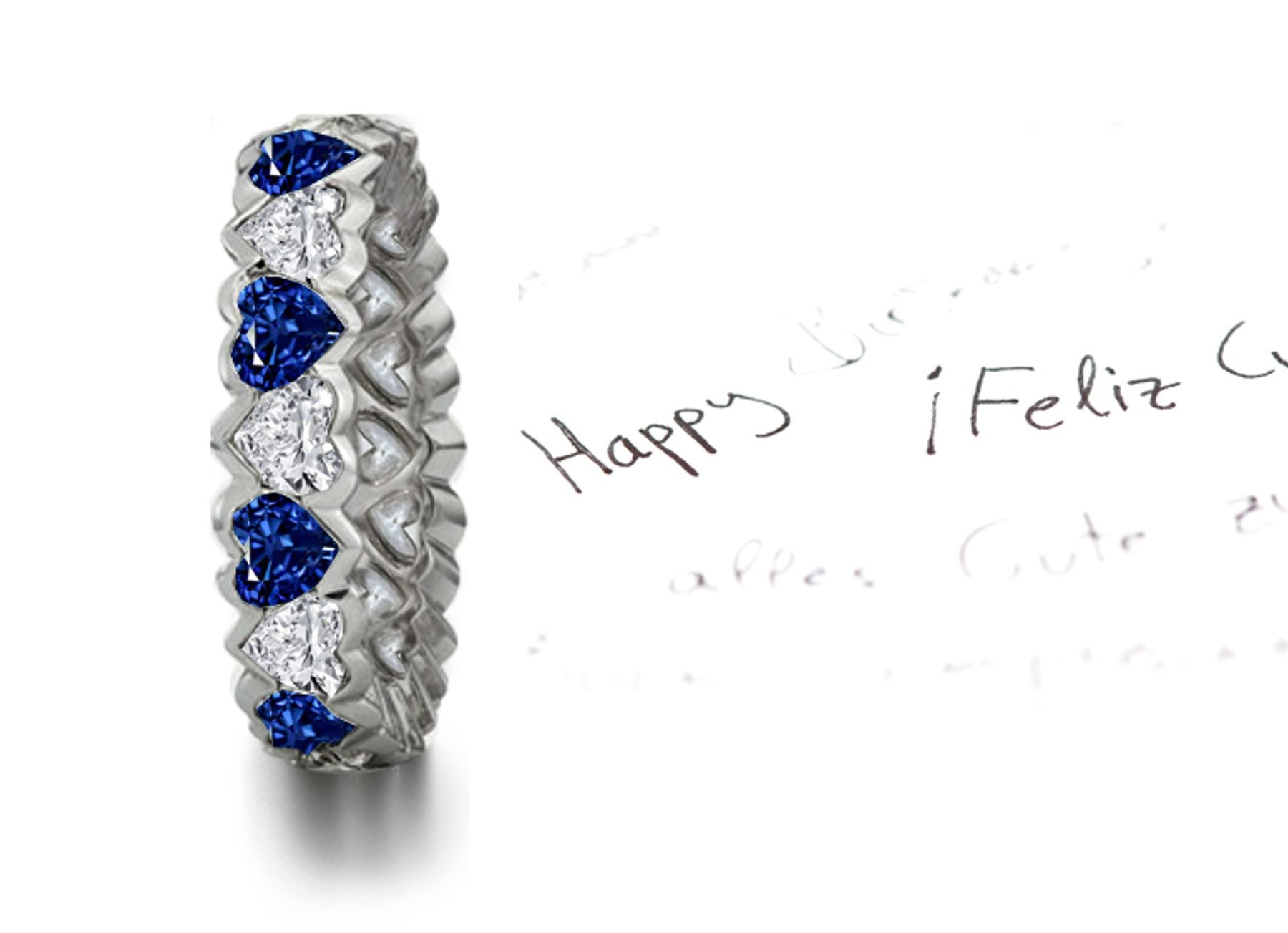 A Perfect Love Story: Secure Heart Sapphire & Heart Diamond Eternity Ring