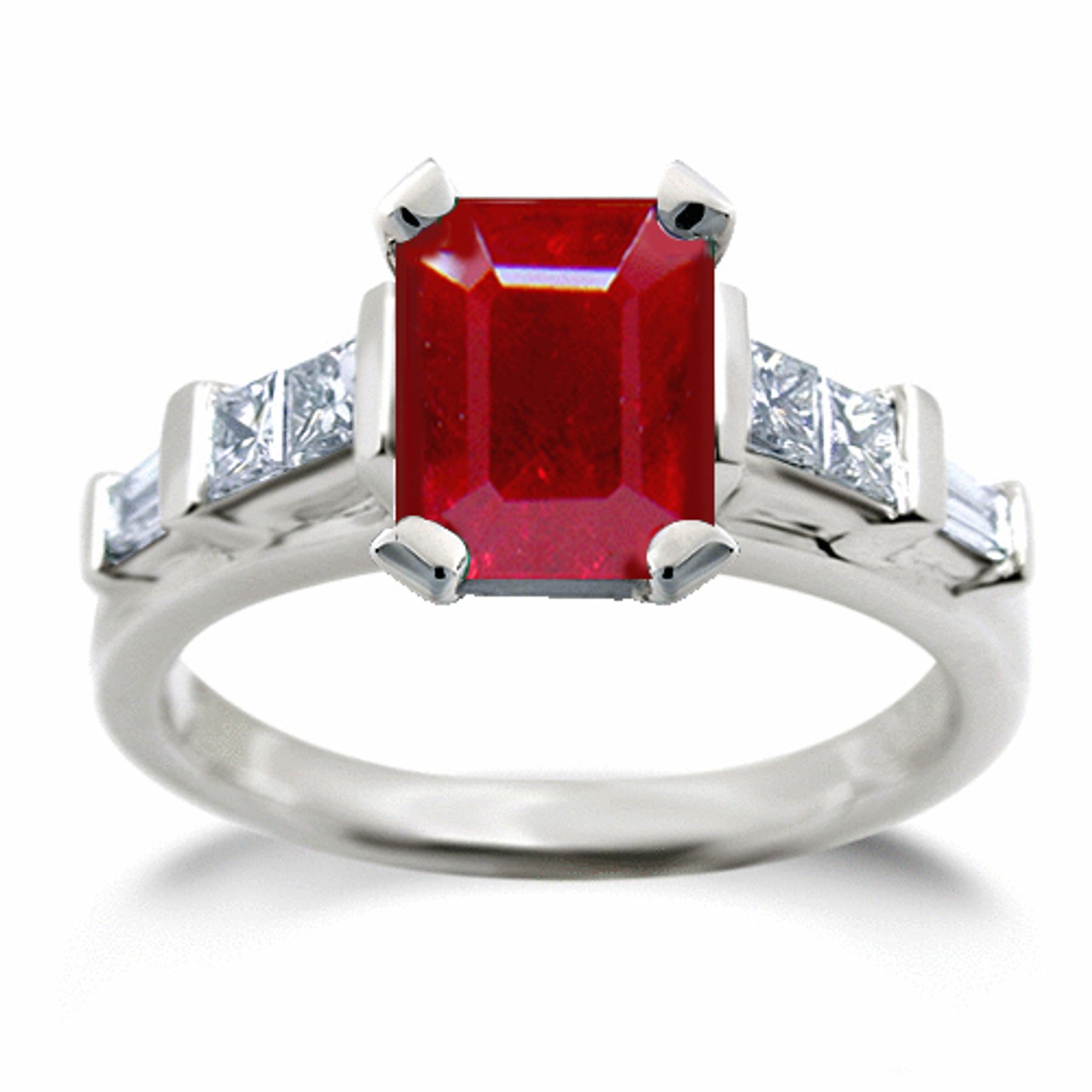 Ruby Engagement Anniversary Ring: Ruby Oval and Diamond Pears Three Stone Ring