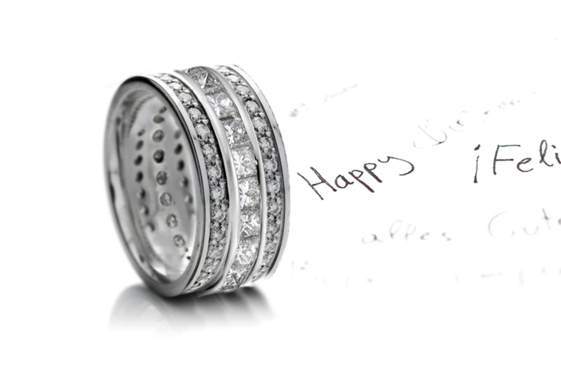 Dance in the Light: Look Three Rows of Glittering Diamond Eternity Bands