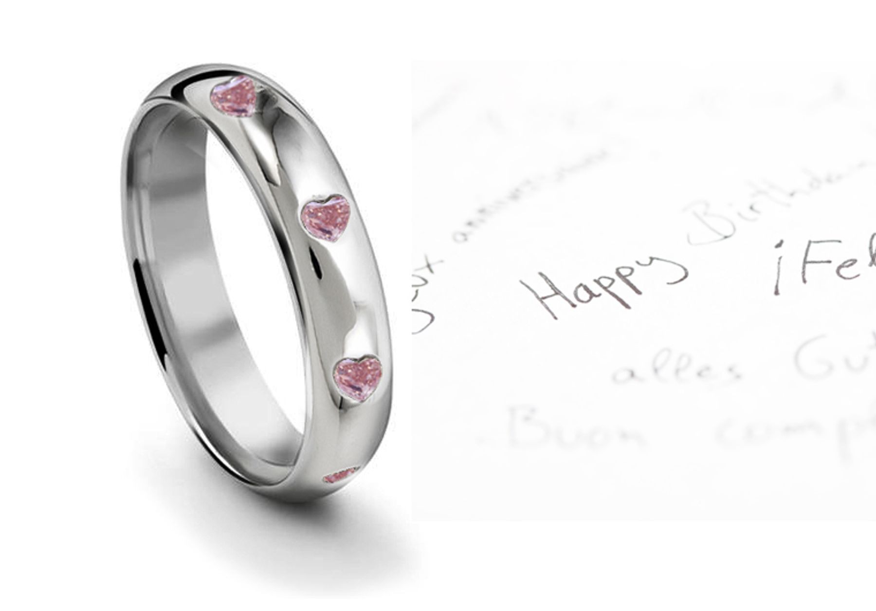 Burnish Set Heart Pink Diamond Eternity Ring