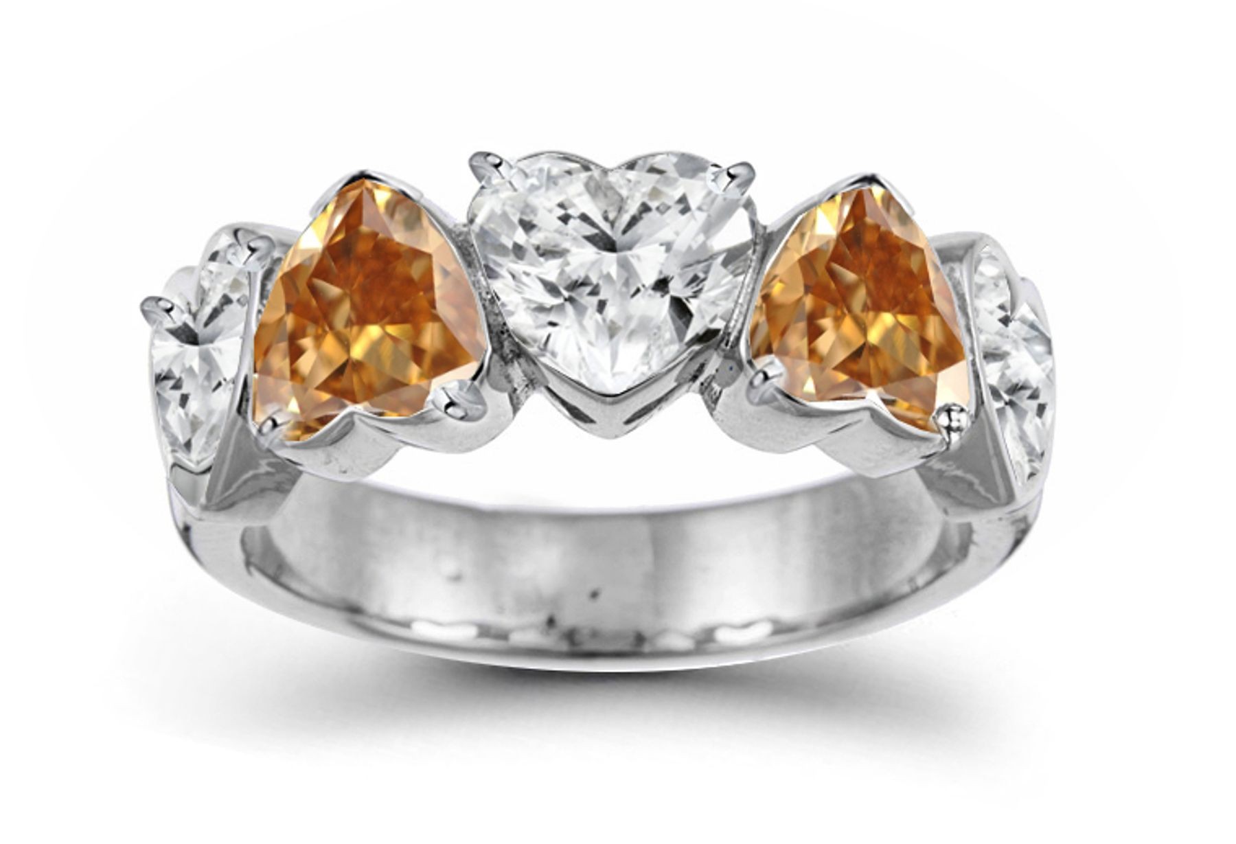 Designer Five Stone Brown Diamond Heart Ring