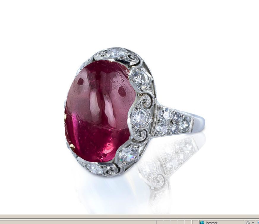 Edwardian, French, Belle Epoque, Bright Cherry, Luscious Red, Deeply Saturated, Ruby Cabochon