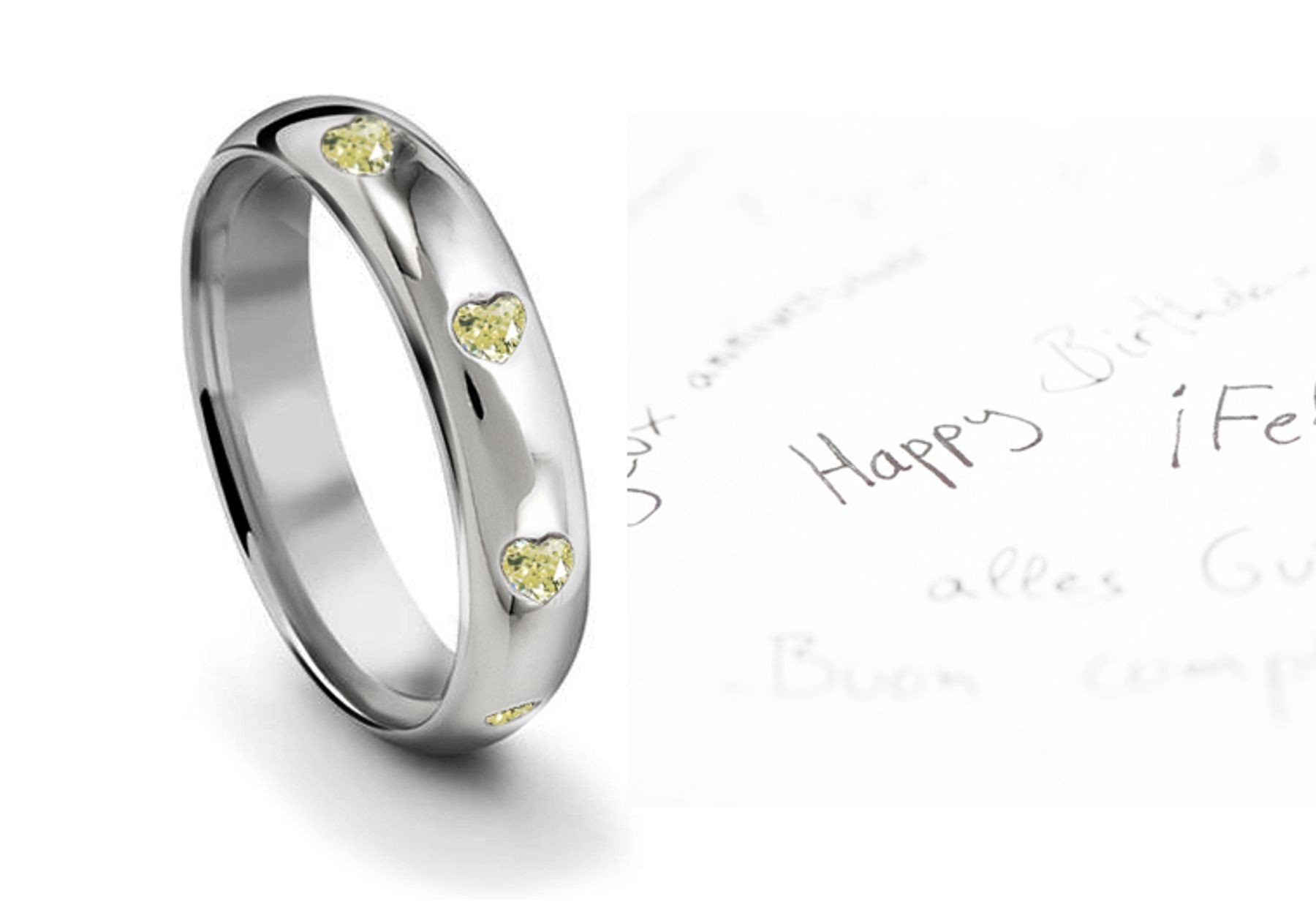 Burnish Set Heart Yellow Diamond Eternity Ring