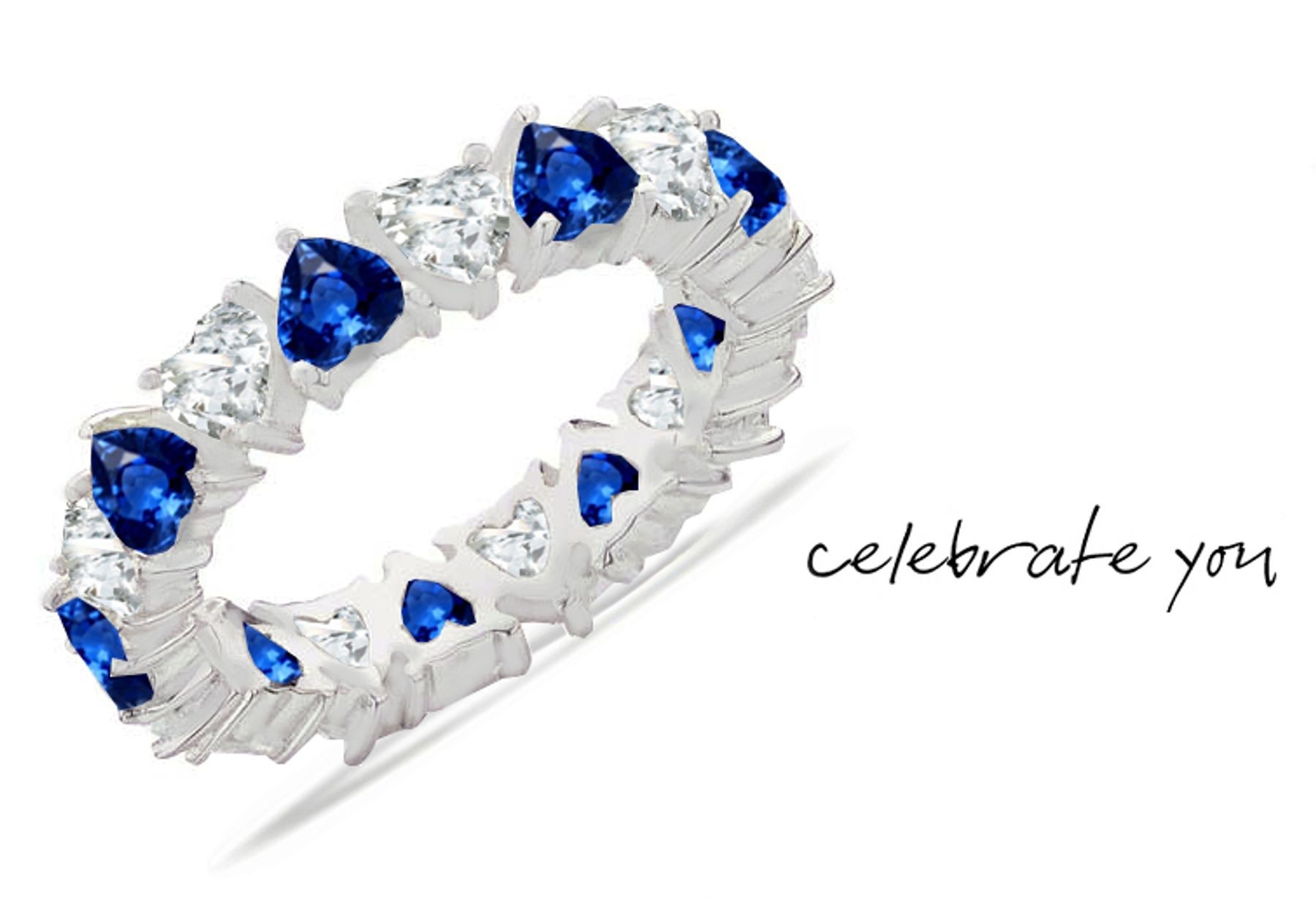 Design & Style: Heart Blue Sapphire & Heart Diamond Eternity Band
