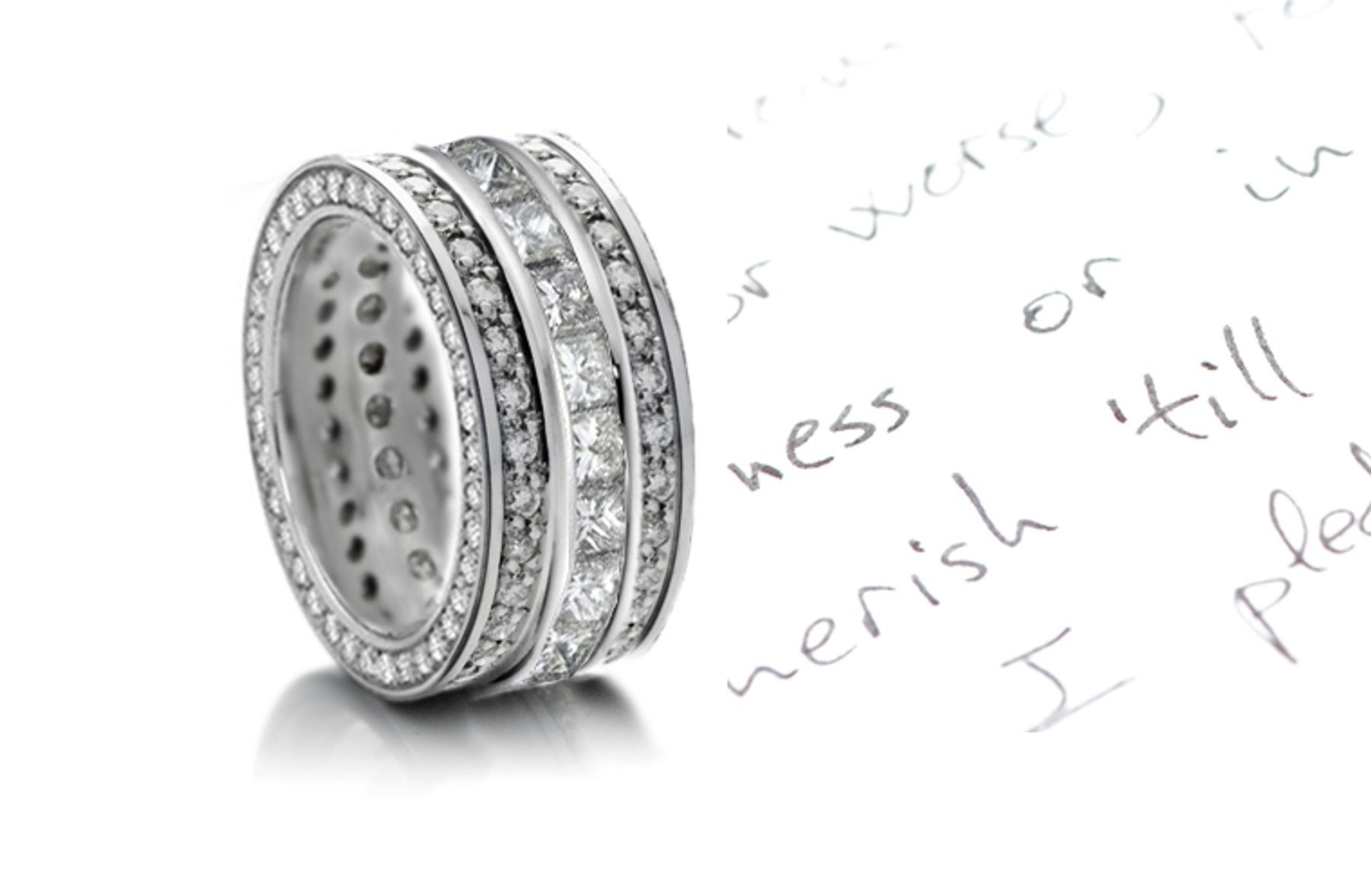 Circling, Gliding: See Three Rows of Sparkling Diamond Eternity Bands