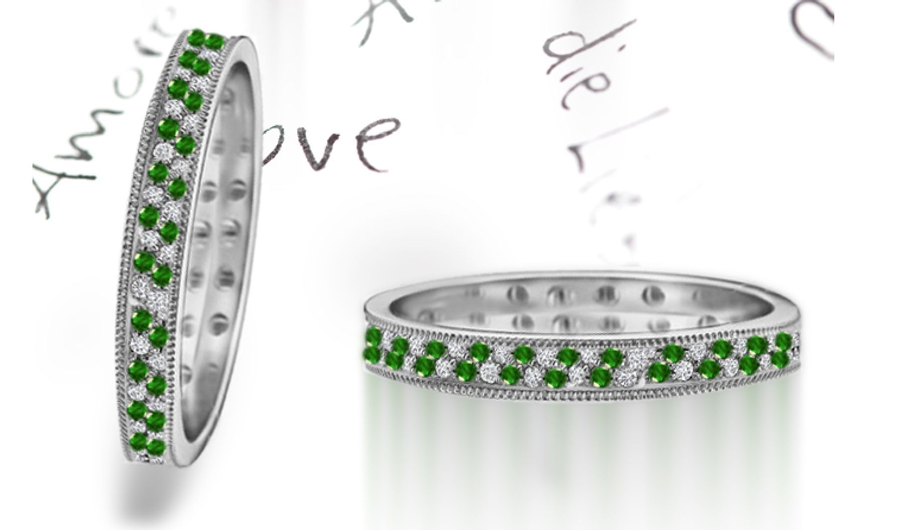 New Milgrain Emerald & Diamond Eternity Ring