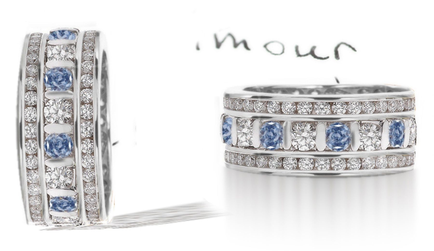 Bar Set Blue Diamond & White Diamond Blue Diamond Eternity Ring