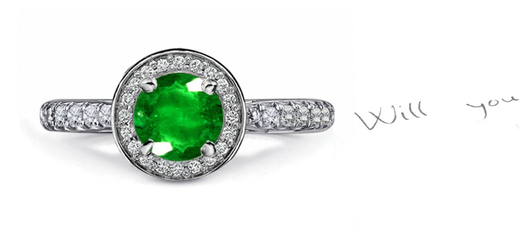 Surrounded By Diamonds: Wear New Offer! French Art Deco Pave' Emerald Diamond Fashion Ring in 14k White Gold