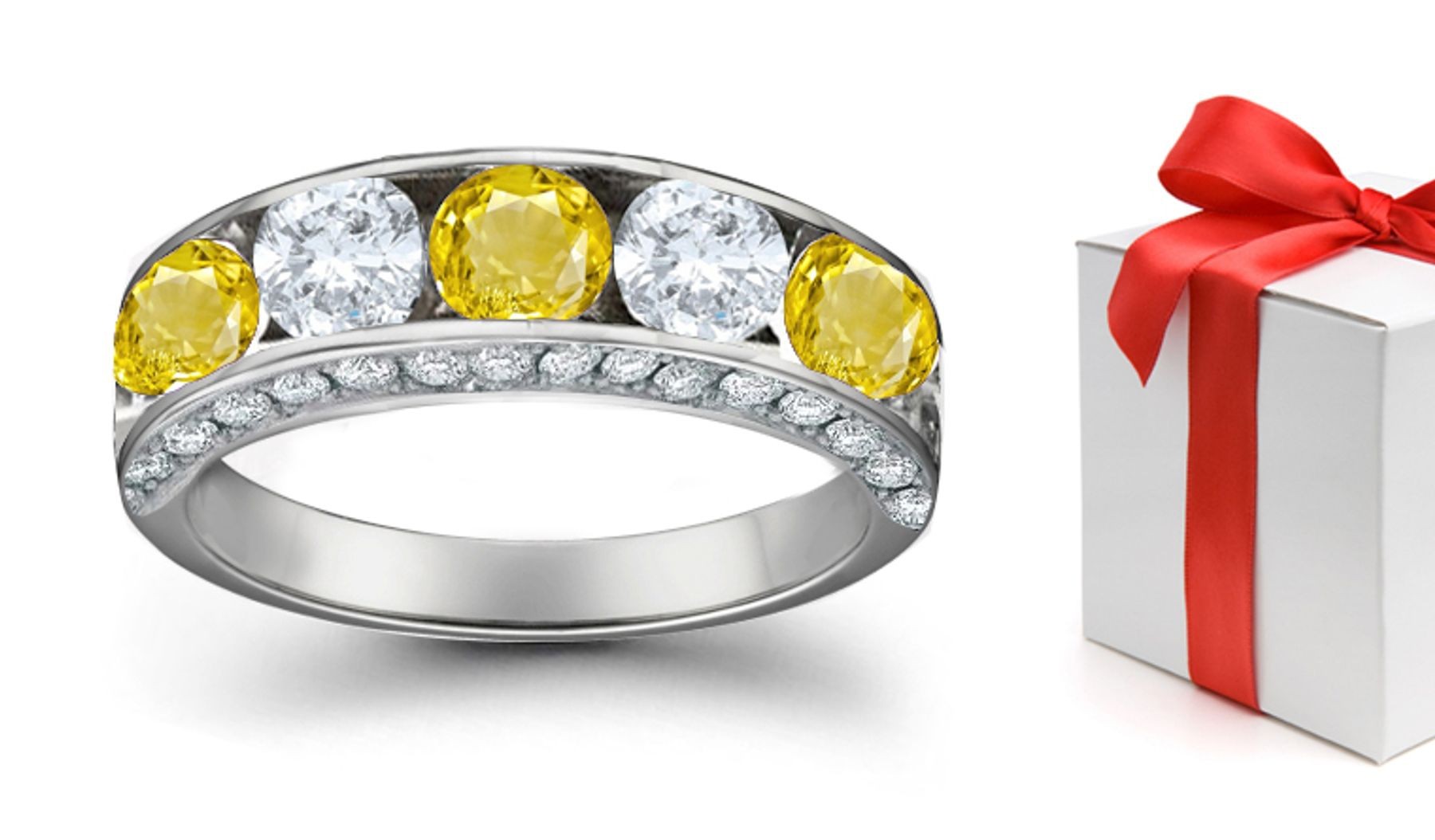 Yellow Sapphire Diamond Wedding Rings