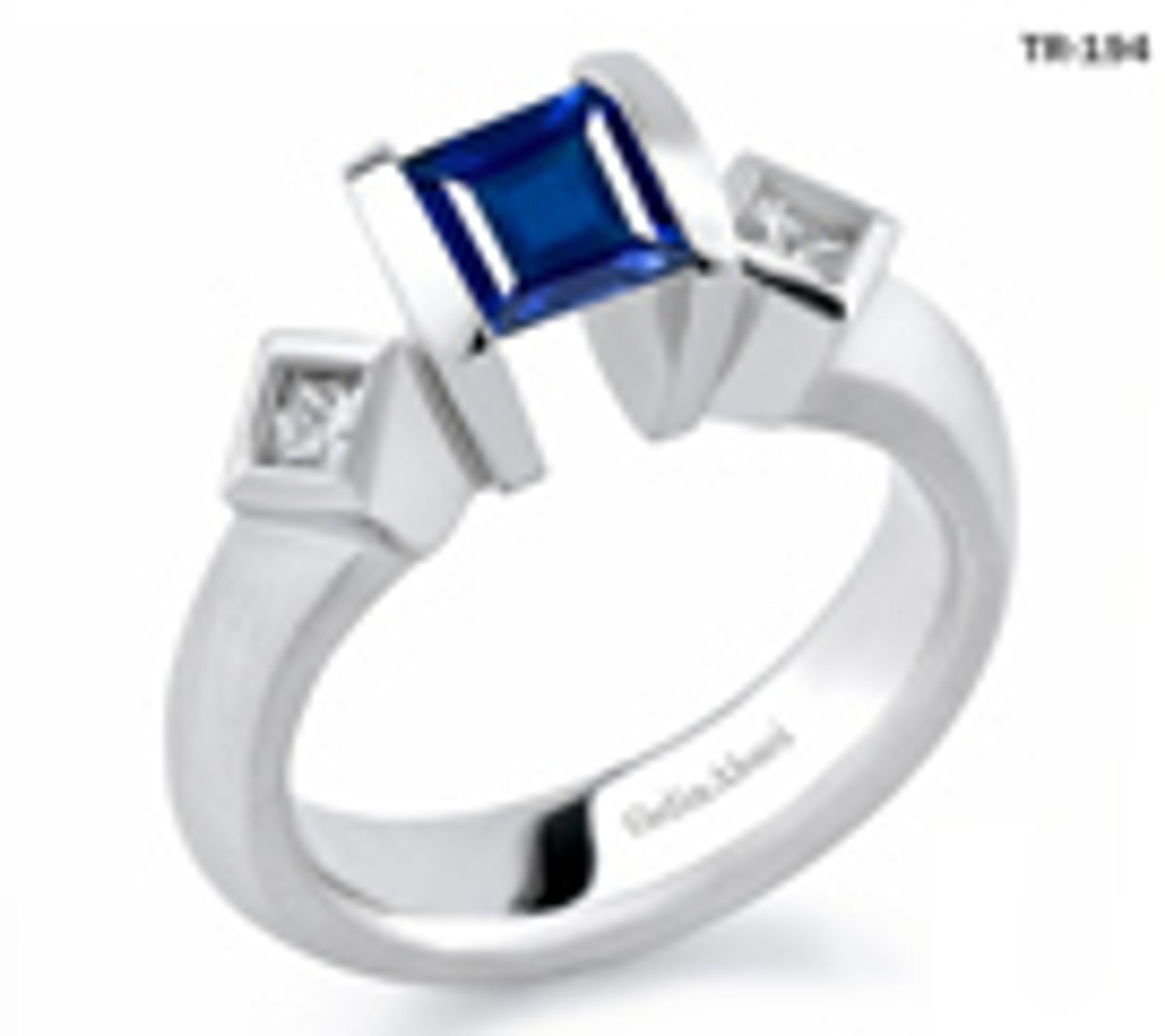 Princess Cut Blue Sapphire Gemstone Diamond Tension Set Engagement Rings