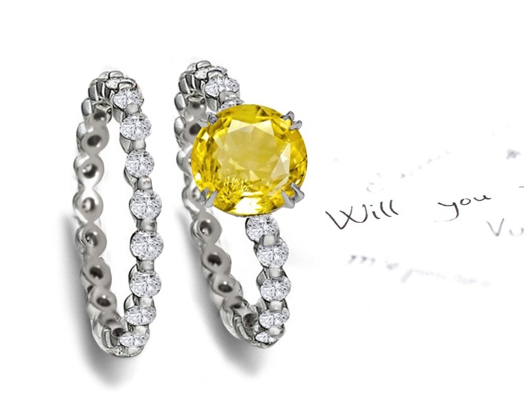 Sapphire & Diamond Engagement & Wedding Ring 