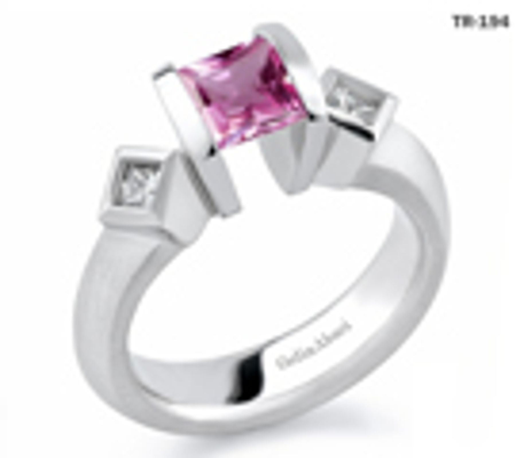 Princess Cut Pink Sapphire Gemstone Diamond Tension Set Engagement Rings