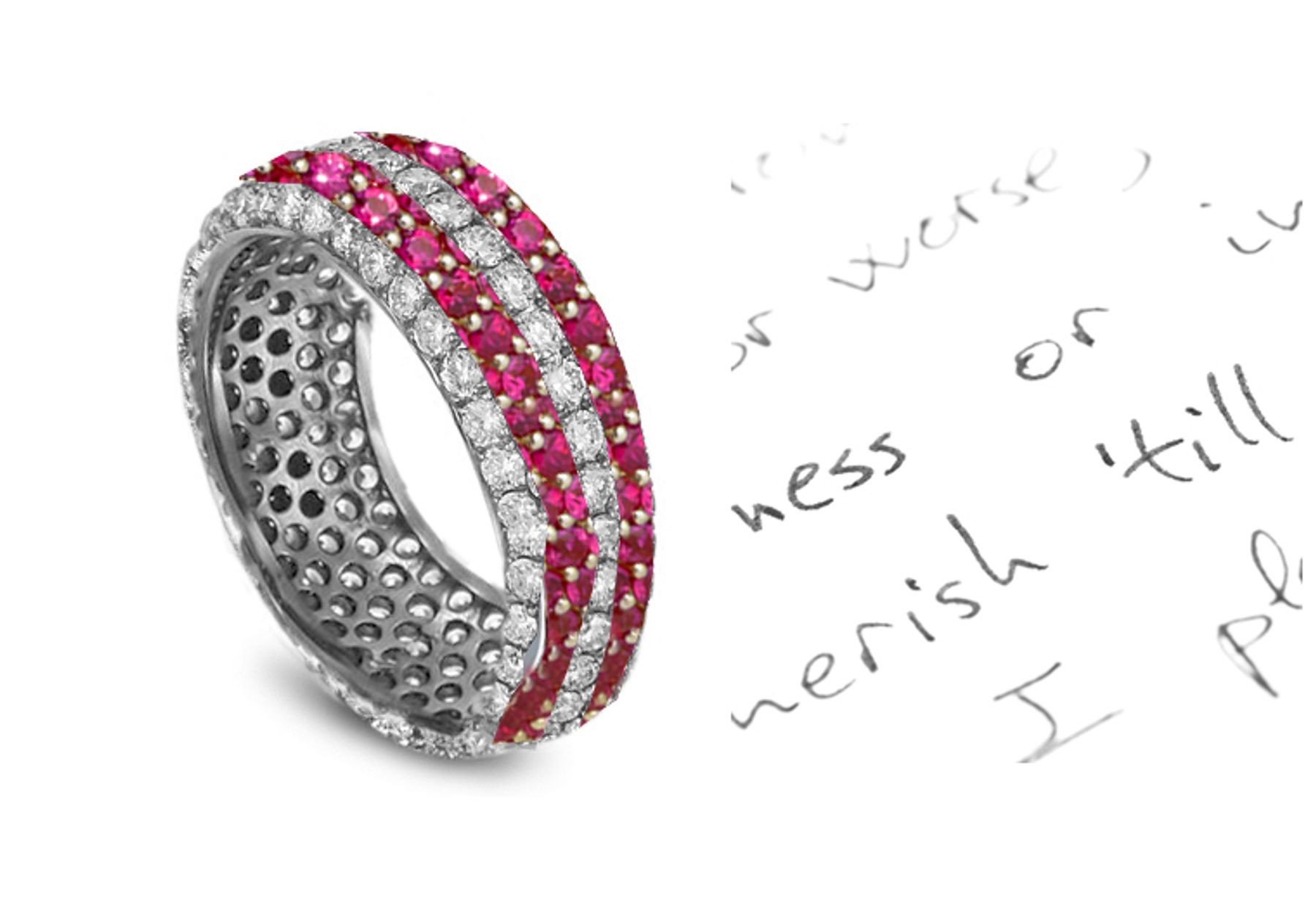 Cuatro Micropavee Ruby & Diamond Eternity Ring in Platinum & 14k Yellow Gold