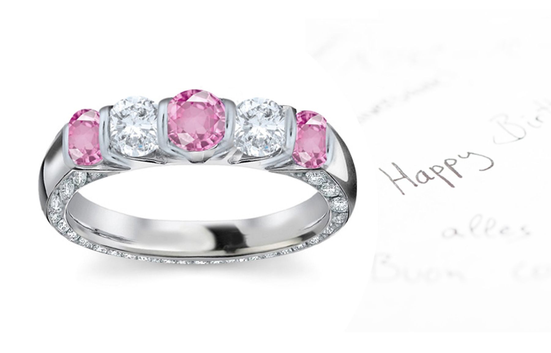 Designer Diamond Pink Sapphire Eternity Bands