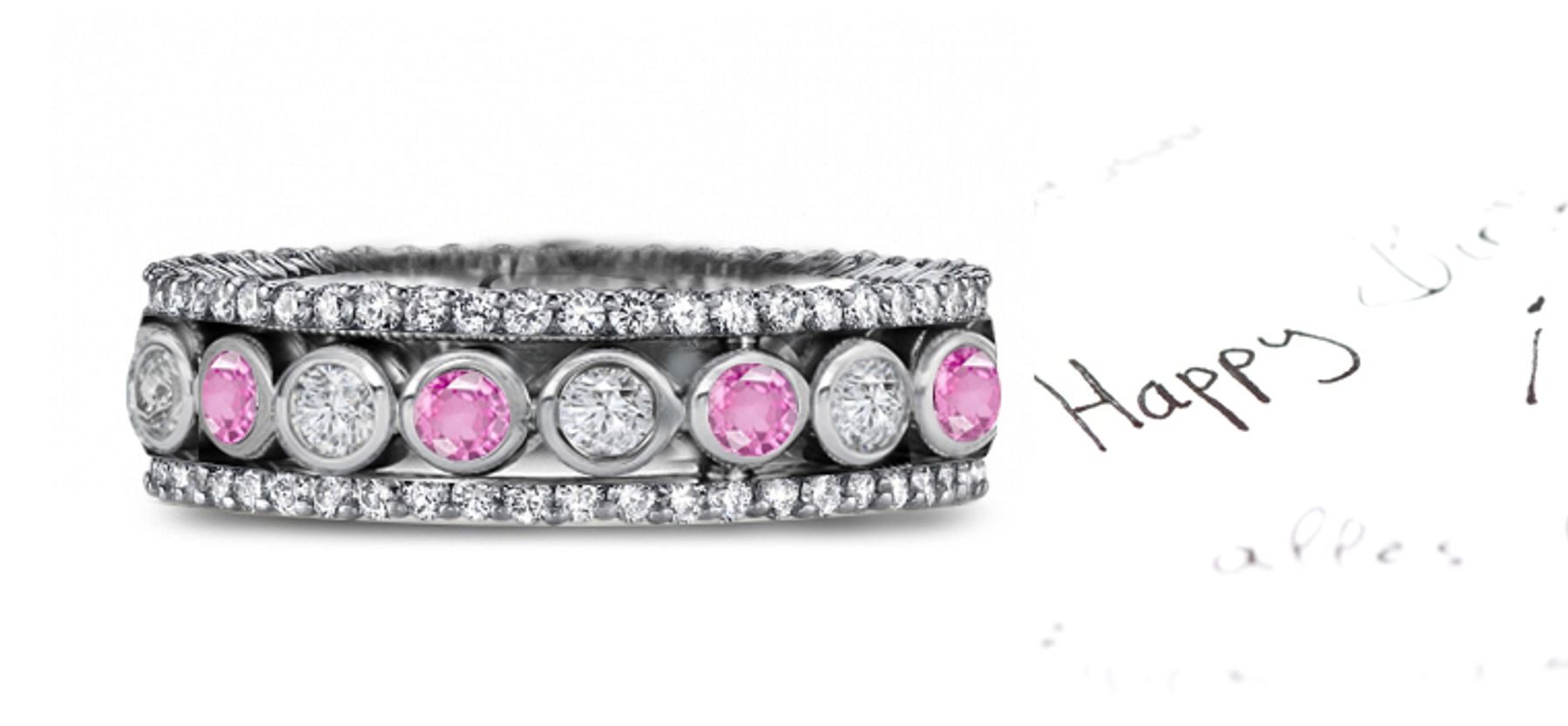 Dramatic: Stacked Pink Sapphire & Diamond Eternity Bubble Band