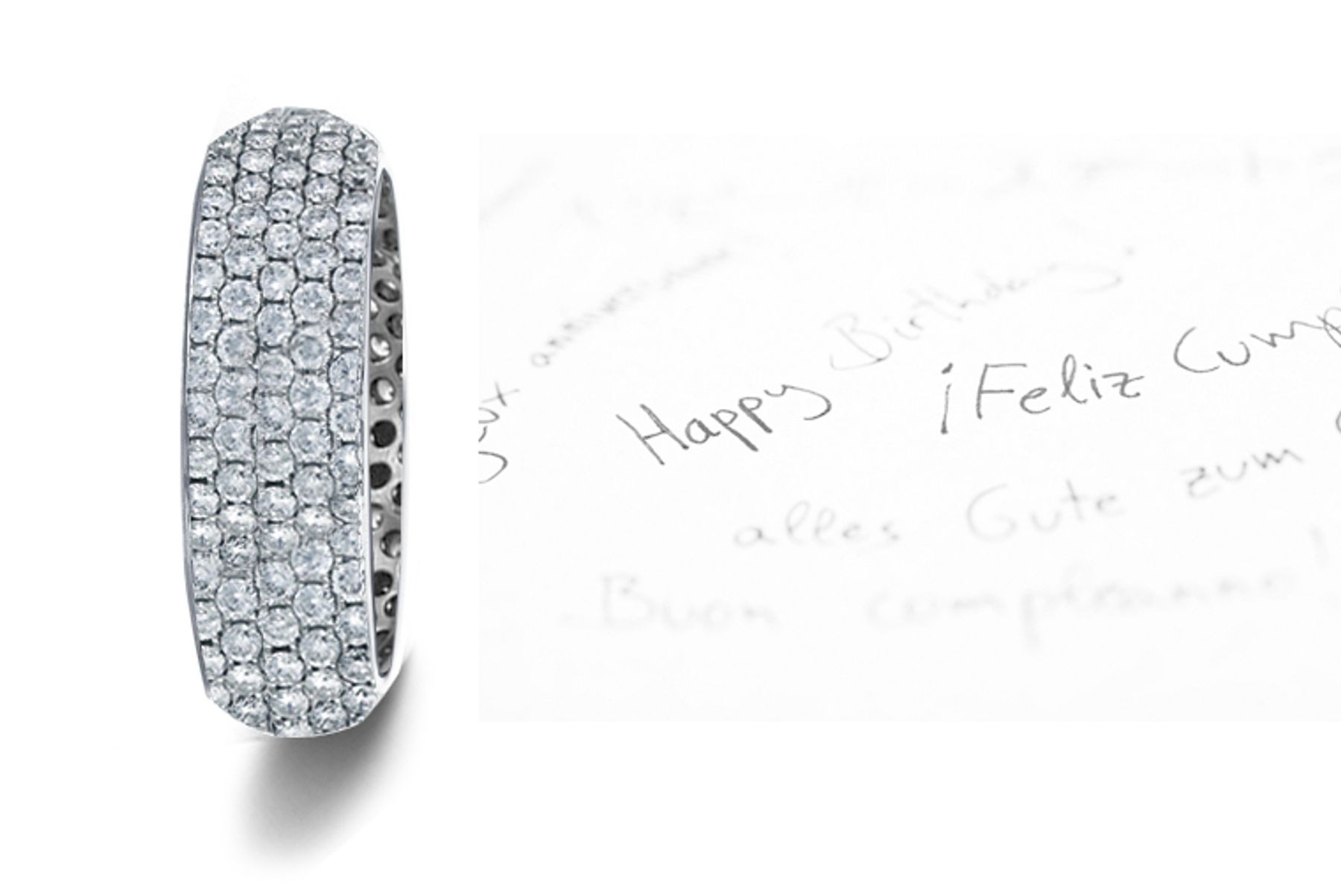 Micropavee Diamonds 5 Stone Row Wedding Ring in Platinum & Gold