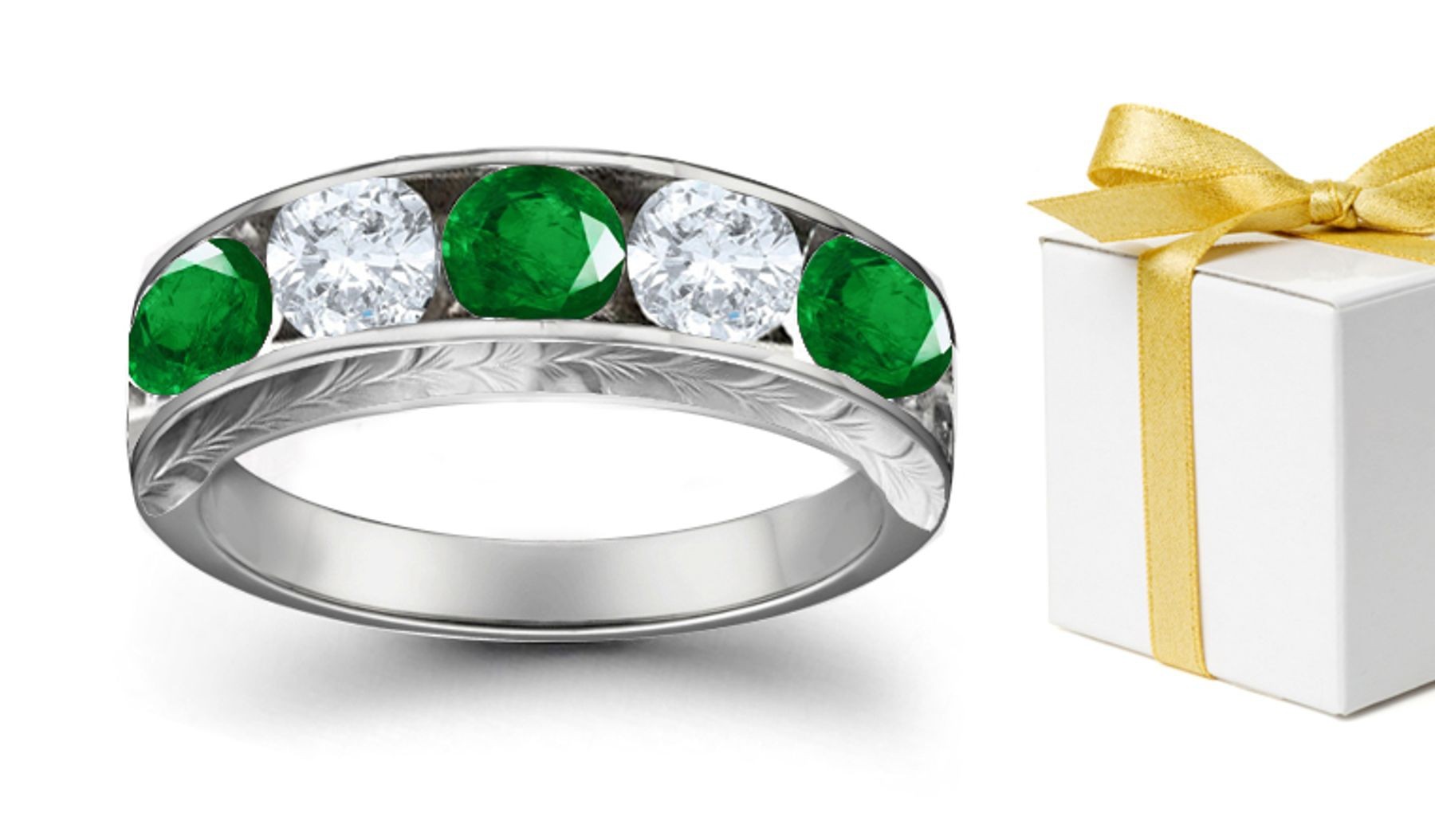 A Gem of Reconciliation: 14k Gold & Diamond Emerald Five Stone Ring