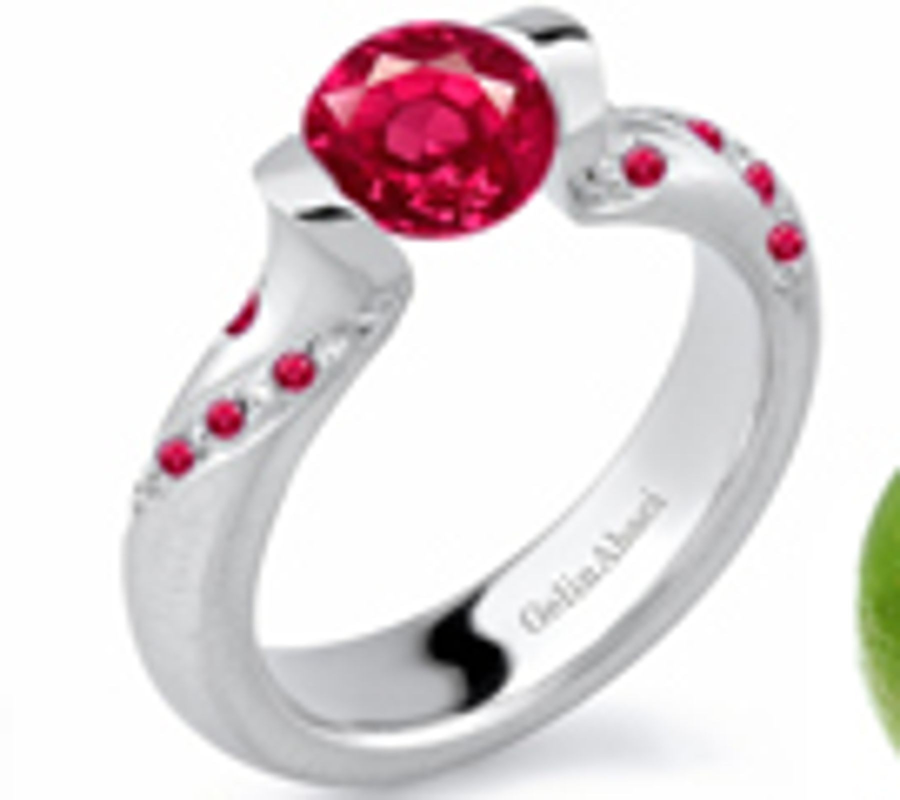 Designer Round Ruby Gemstone Diamond Tension Set Engagement Rings