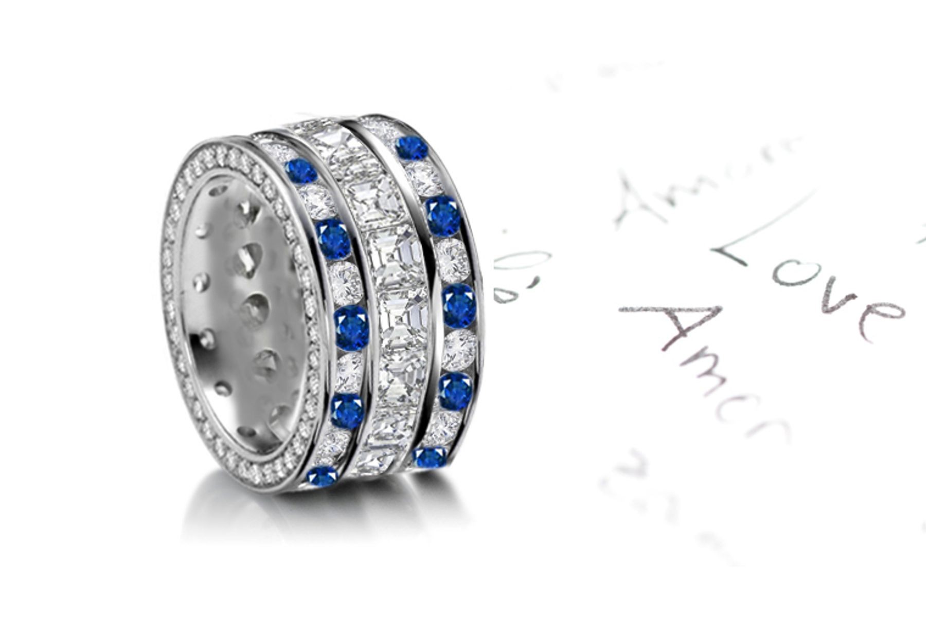 Brilliance & Fire: Sapphire & Diamond Halo Cocktail Band in Gold & Platinum