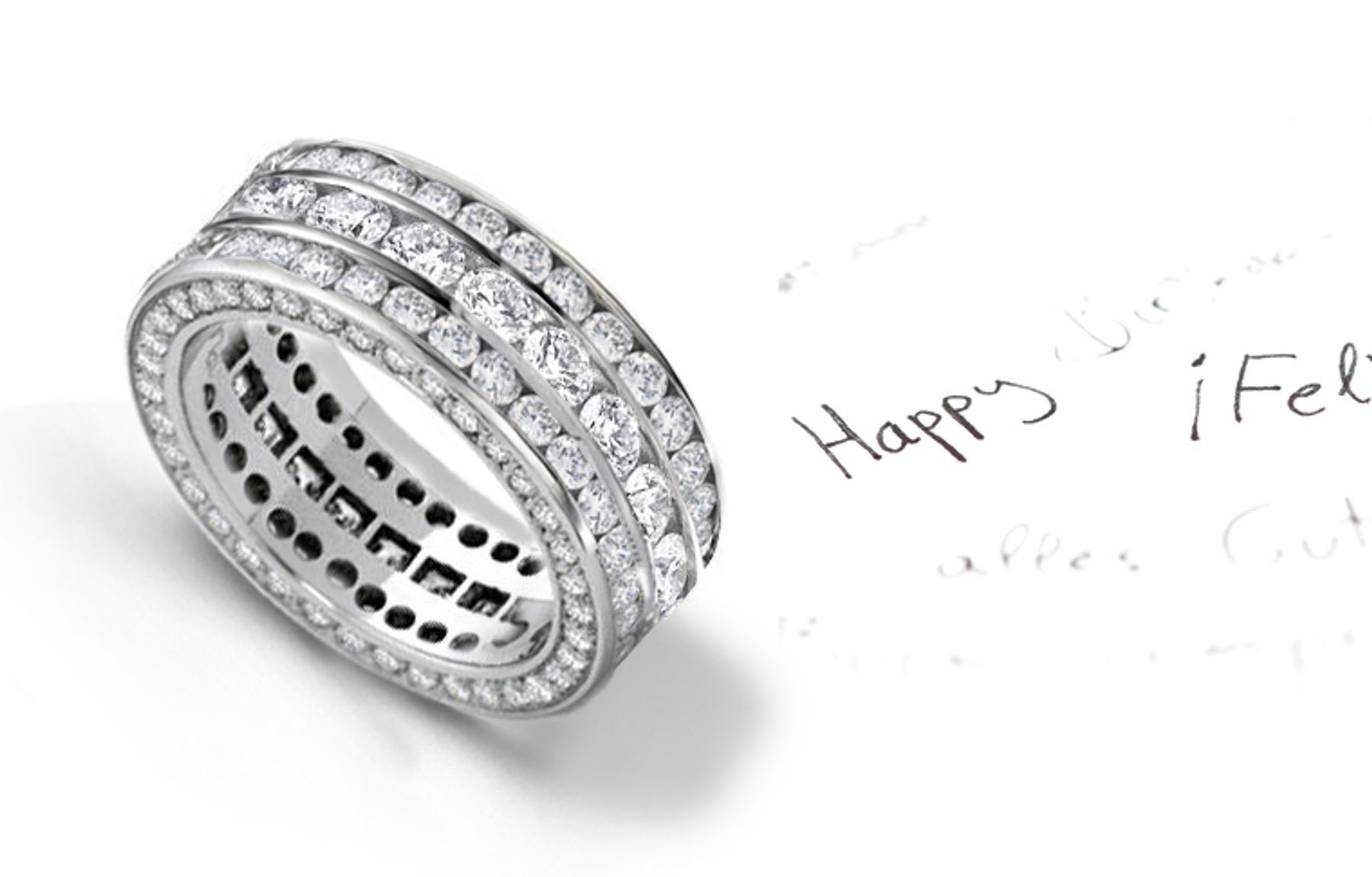 Sparkler: Diamond Ring with Diamonds in Center & Sides in Platinum