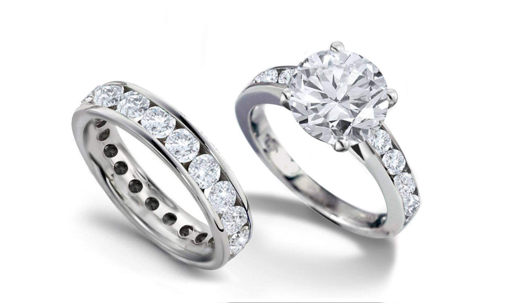 Designer Heart Diamond and Round Diamond Accents Engagement Ring & Matching Wedding Band in Platinum
