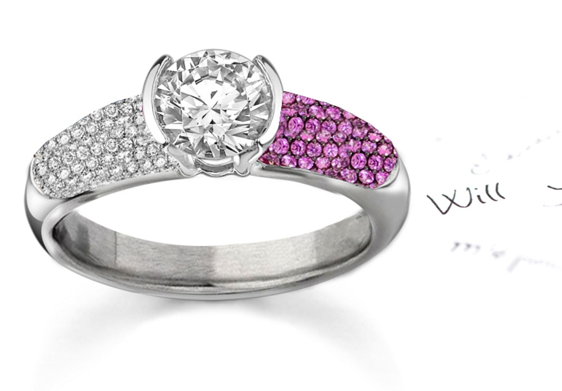 Captivating: American Design Pink Sapphire & Diamond Micro Pave Ring