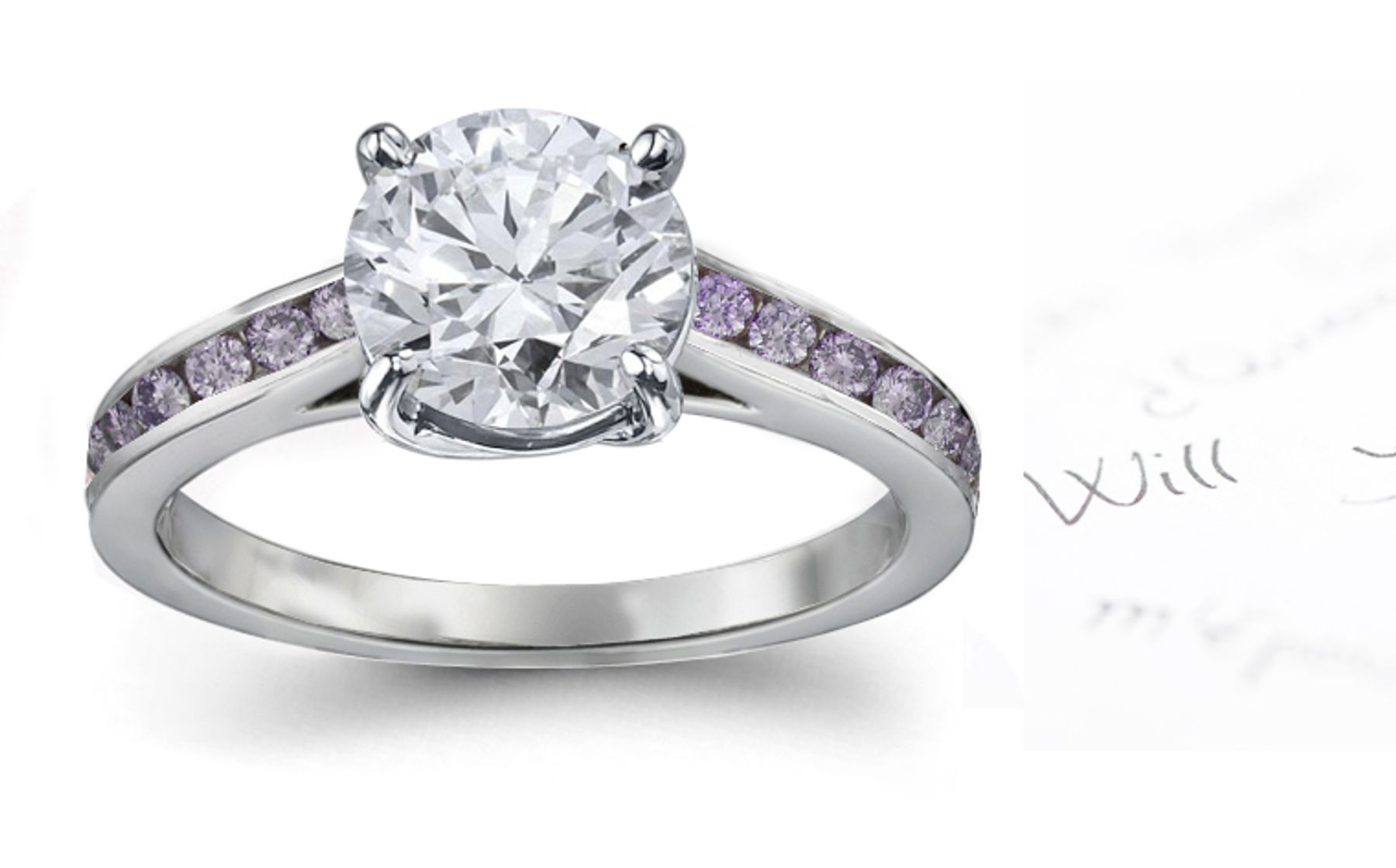 Purple & White Diamond Engagement Rings Collection