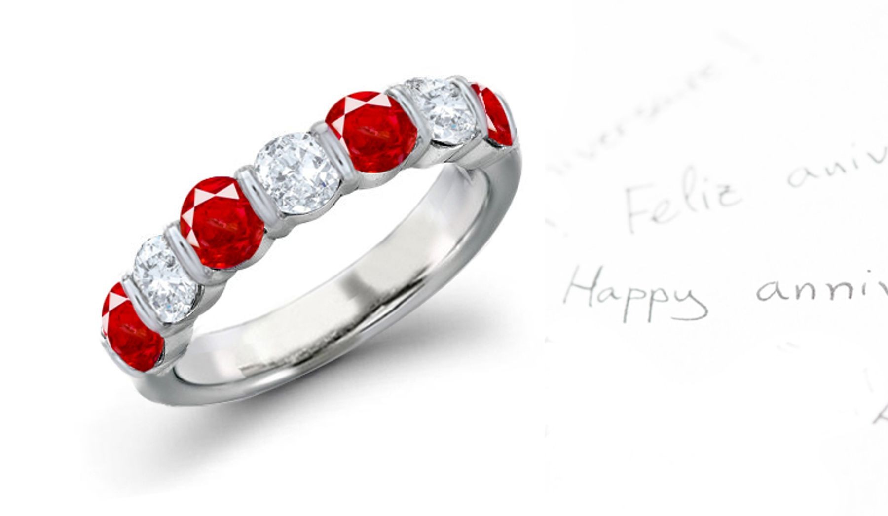 Ruby & Diamond 7-Stone Anniversary Ring
