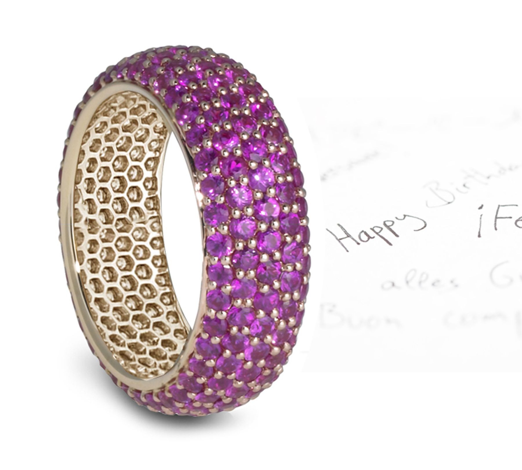 This Stunning pave Set Purple Sapphire Eternity Ring