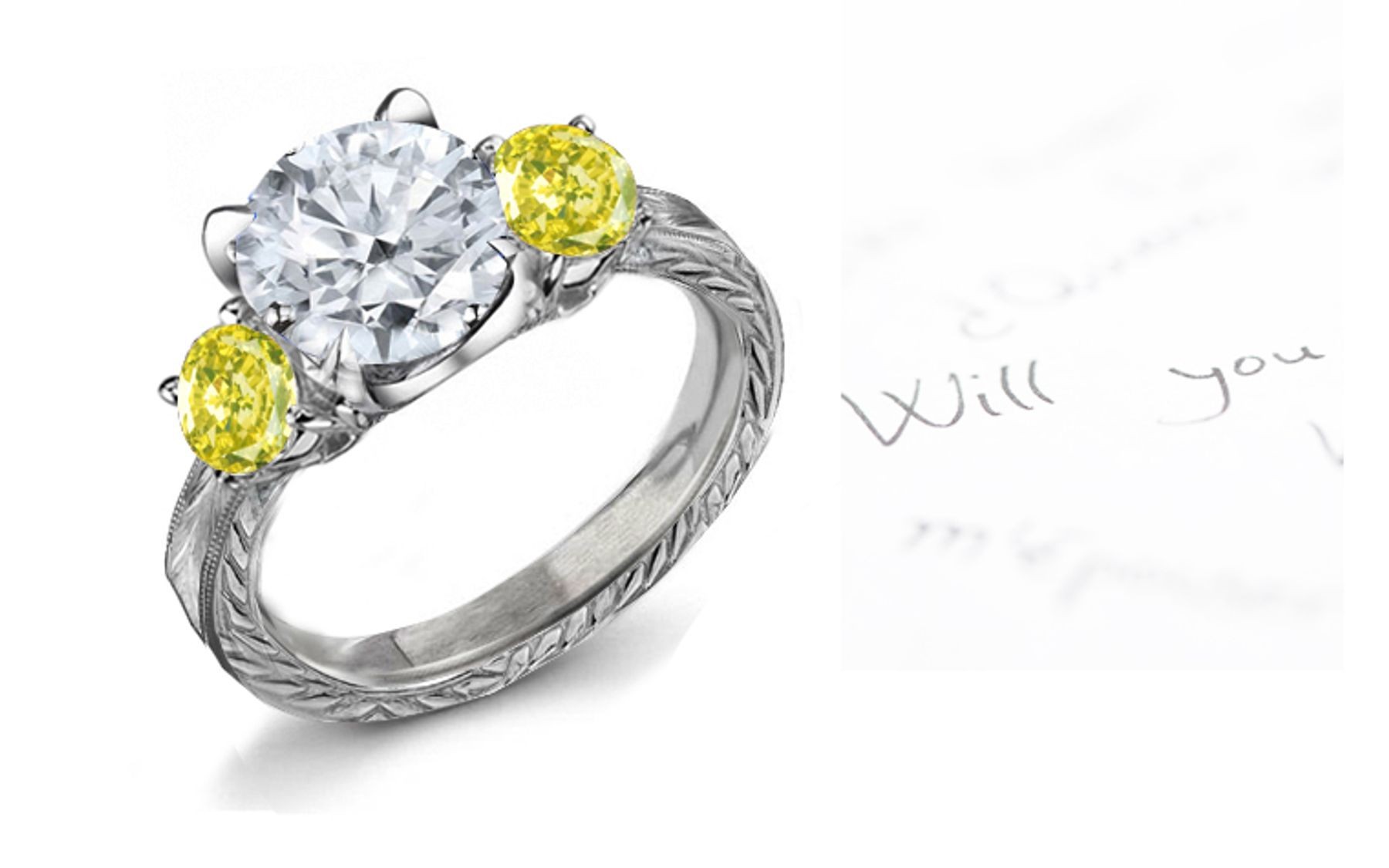 Yellow Colored Diamonds & White Diamonds Fancy Yellow Diamond Engagement Rings