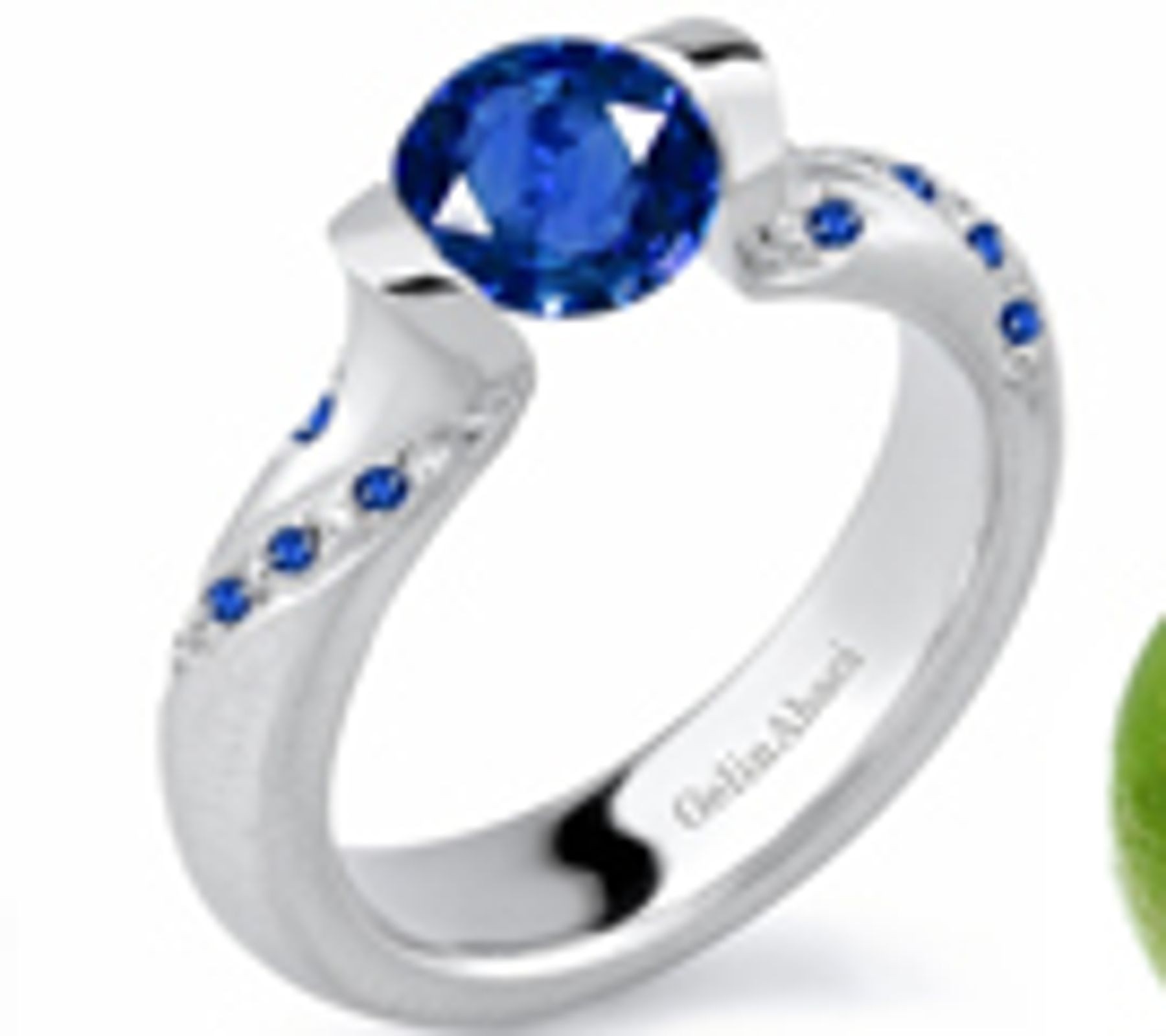 Designer Round Blue Sapphire Gemstone Diamond Tension Set Engagement Rings