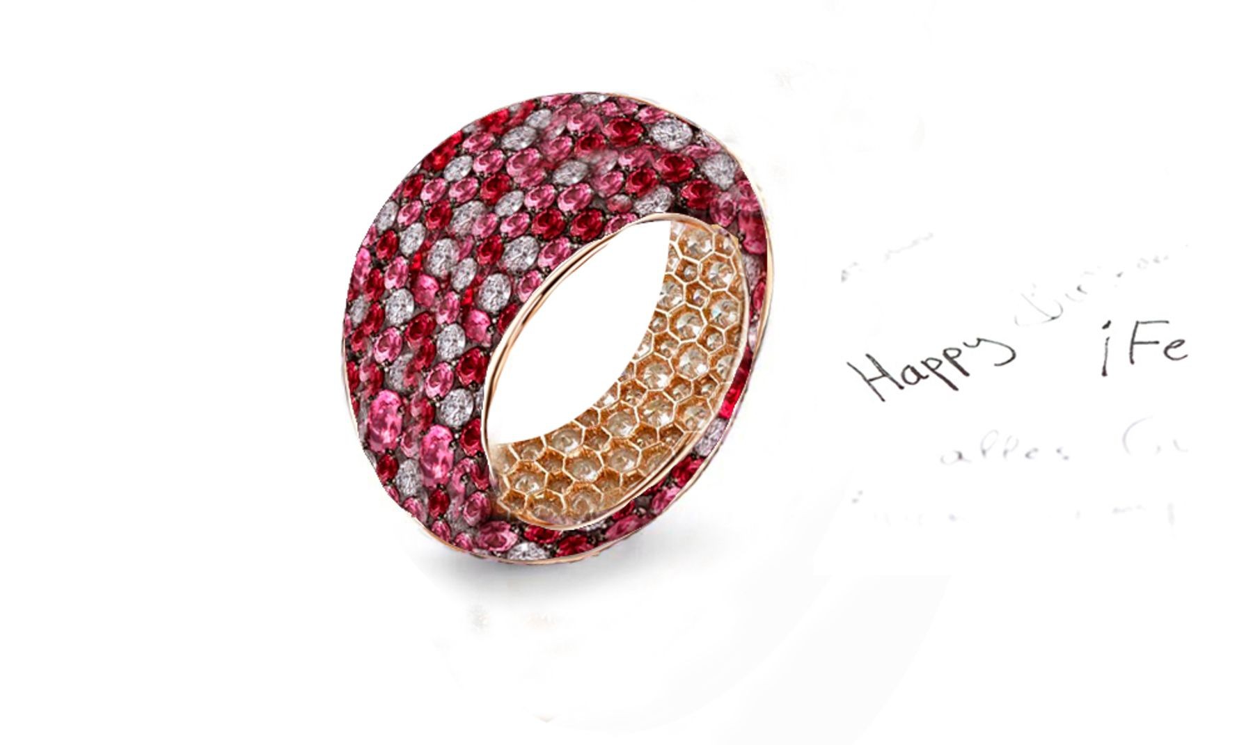 High Quality Multi-Colored Diamonds & Precious Stones Eternity Band Rings