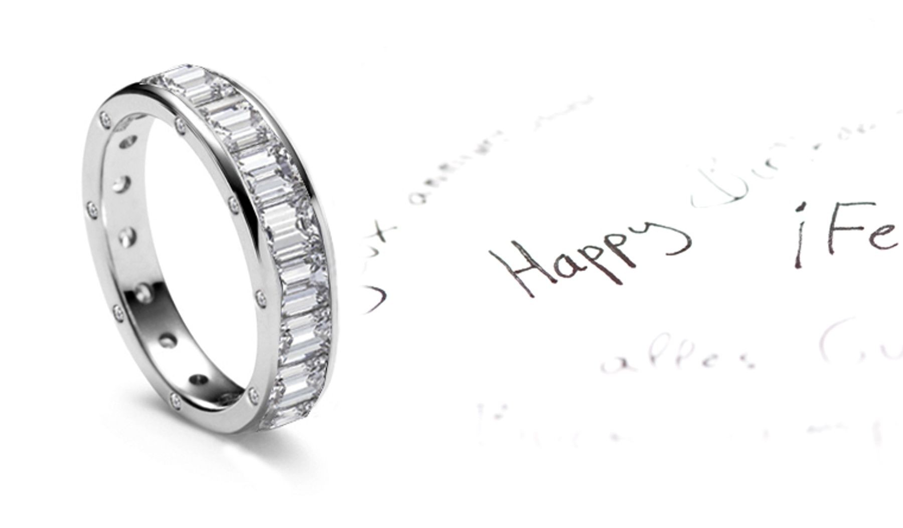 Impeccable: Emerald Cut Diamonds Cover The Entire Band & Sides Sprinkled in Diamonds