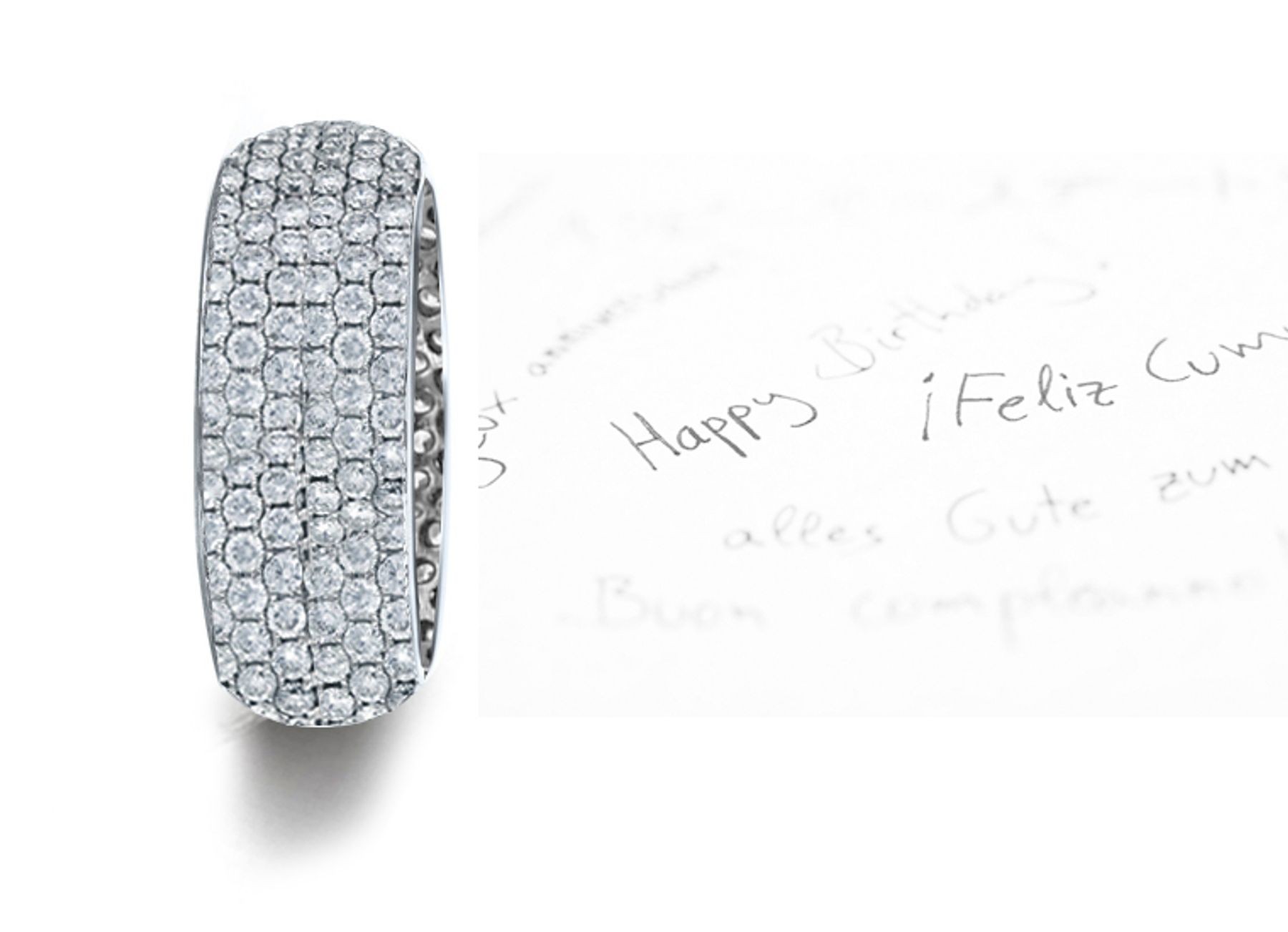 Micropavee Diamonds 6 Stone Row Wedding Ring in Platinum & Gold