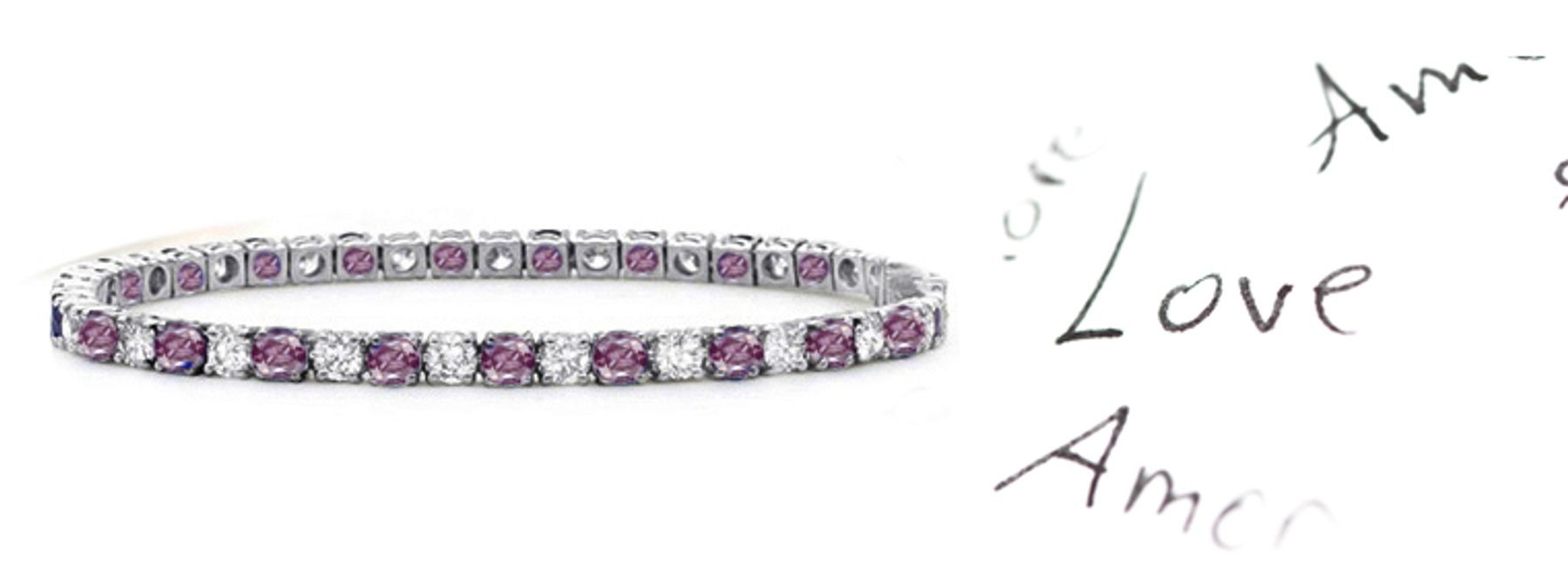 Pink Colored Diamonds & White Diamonds Fancy Pink Circle of Diamonds Bracelet 