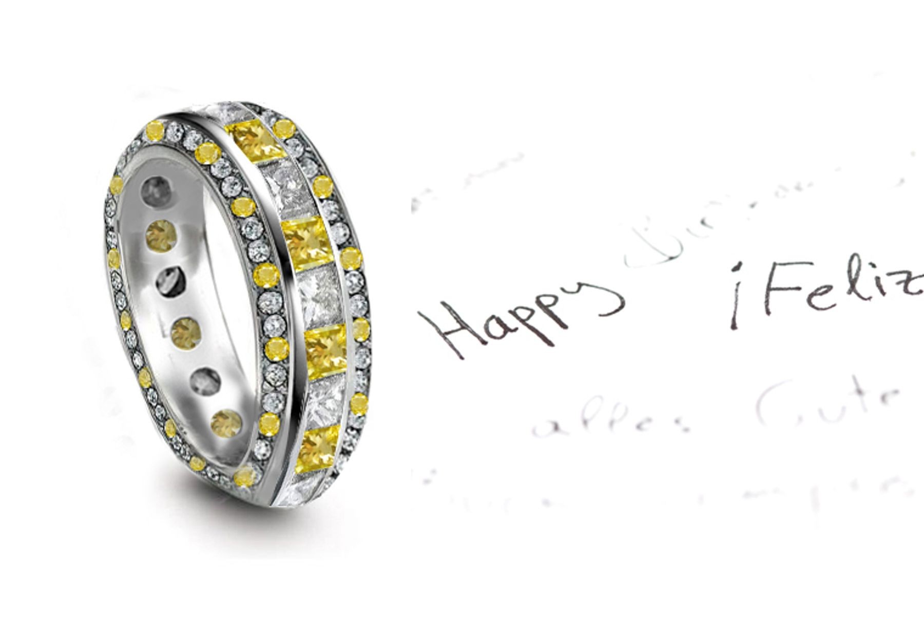 Sparkling: Yellow Sapphire & Diamond Eternity Rings